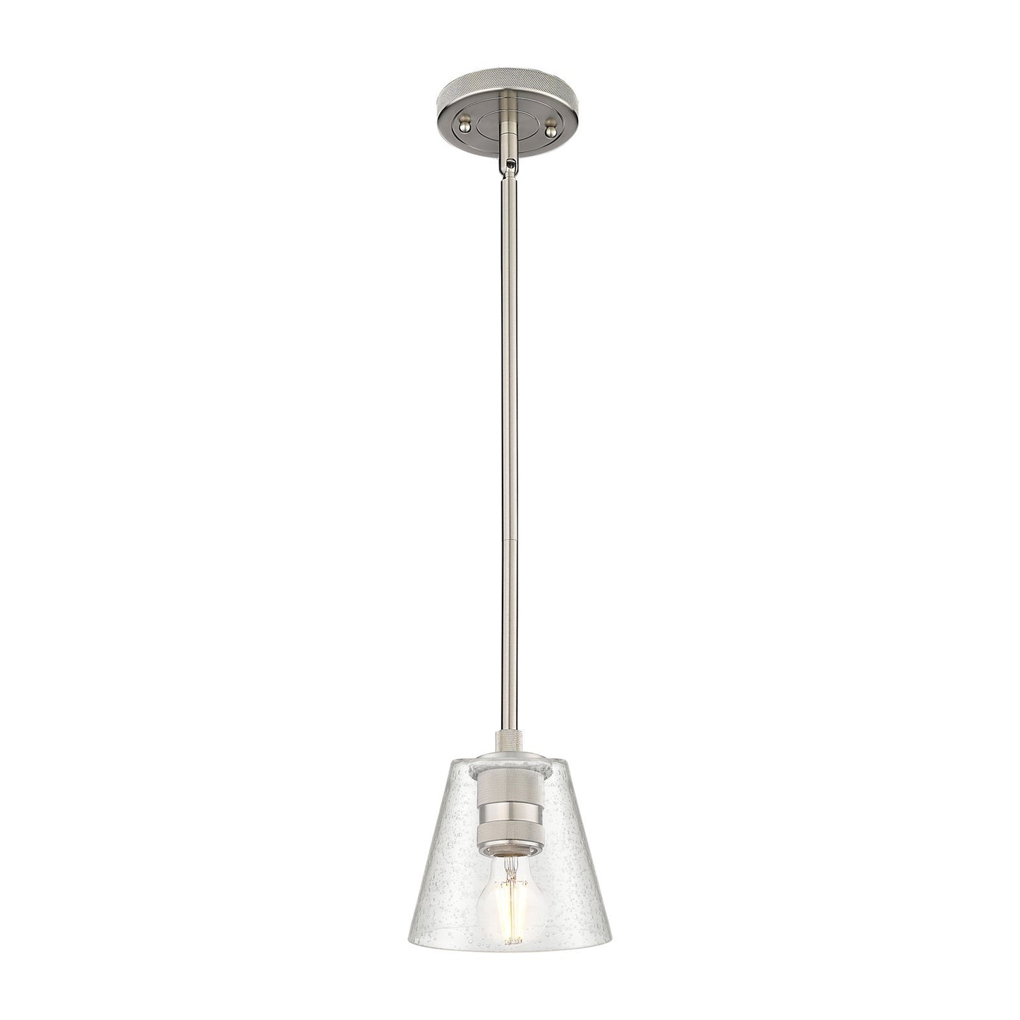 Innovations Caton 6in 1-Light Pendant | Industrial Satin Nickel and Frosted Glass | Kitchen Island & Dining Room | Model 434-1S-SN-G454