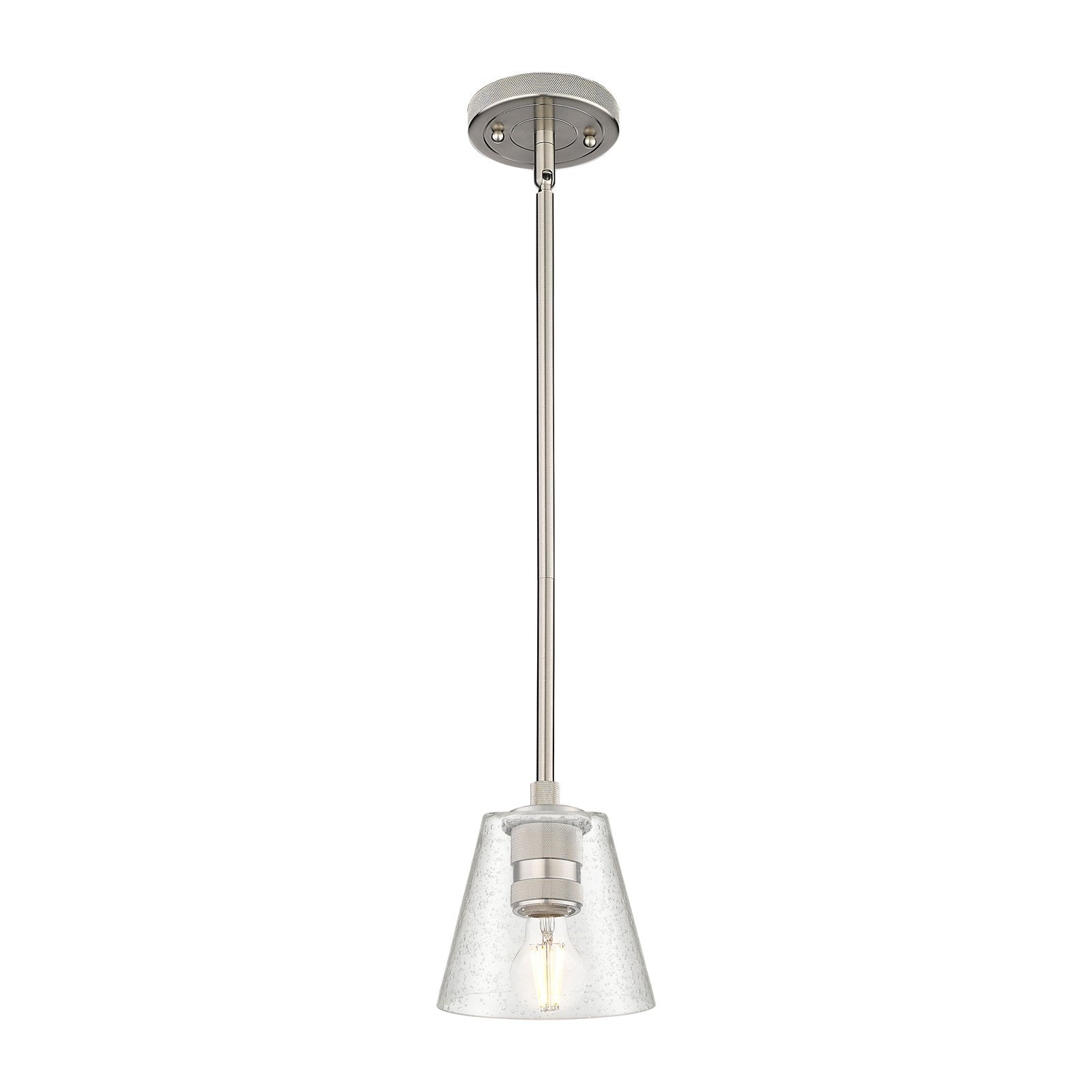 Innovations Caton 6in 1-Light Pendant | Industrial Satin Nickel and Frosted Glass | Kitchen Island & Dining Room | Model 434-1S-SN-G454