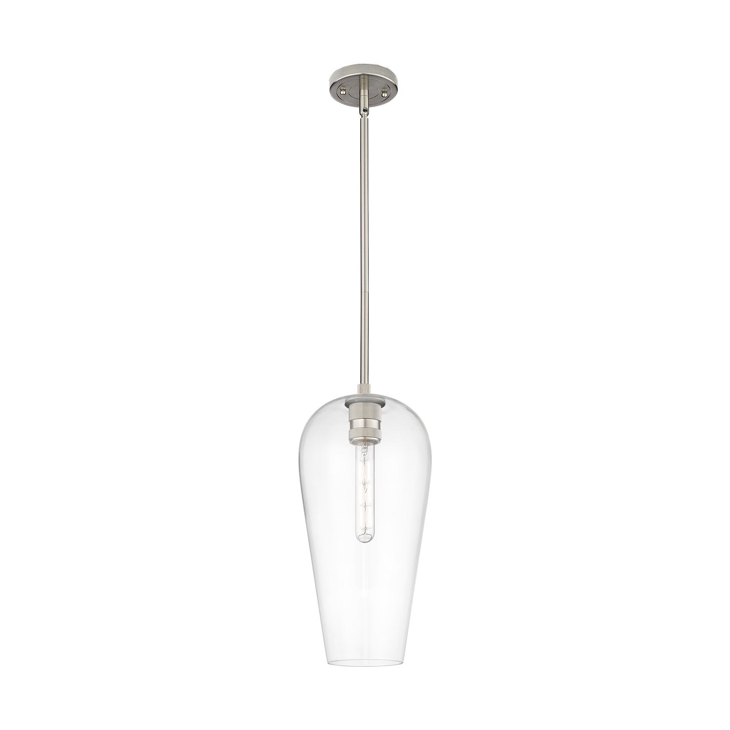 Innovations Chelsea 8in 1-Light Pendant | Industrial Satin Nickel and Clear Glass | Kitchen Island & Dining Room | Model 434-1S-SN-G456-8CL