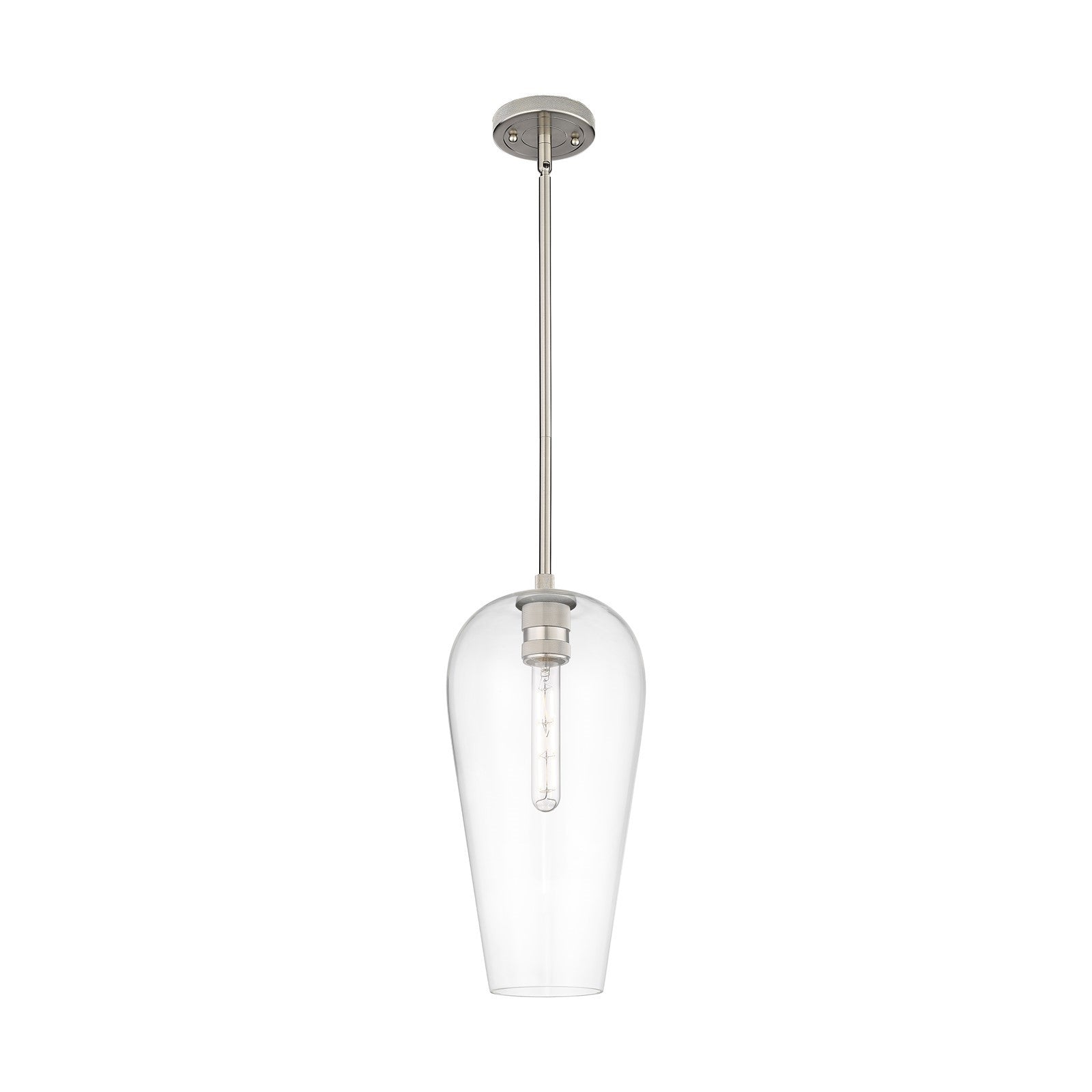 Innovations Chelsea 8in 1-Light Pendant | Industrial Satin Nickel and Clear Glass | Kitchen Island & Dining Room | Model 434-1S-SN-G456-8CL