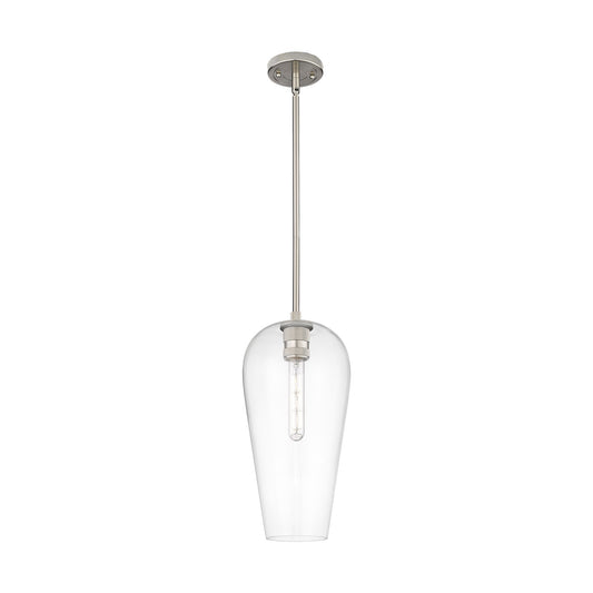 Innovations Chelsea 8in 1-Light Pendant | Industrial Satin Nickel and Clear Glass | Kitchen Island & Dining Room | Model 434-1S-SN-G456-8CL