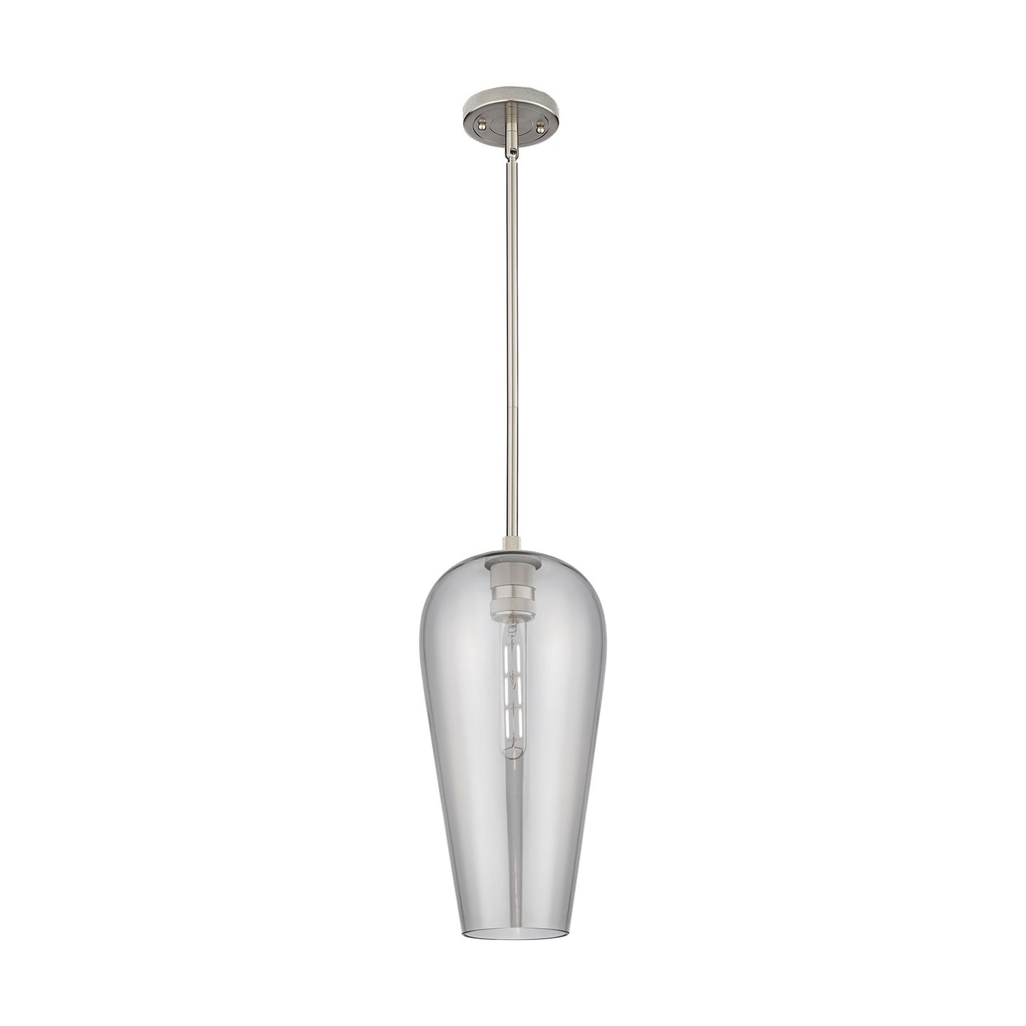 Innovations Chelsea 8in 1-Light Pendant | Industrial Satin Nickel and Light Smoke Glass | Kitchen Island & Dining Room | Model 434-1S-SN-G456-8SM