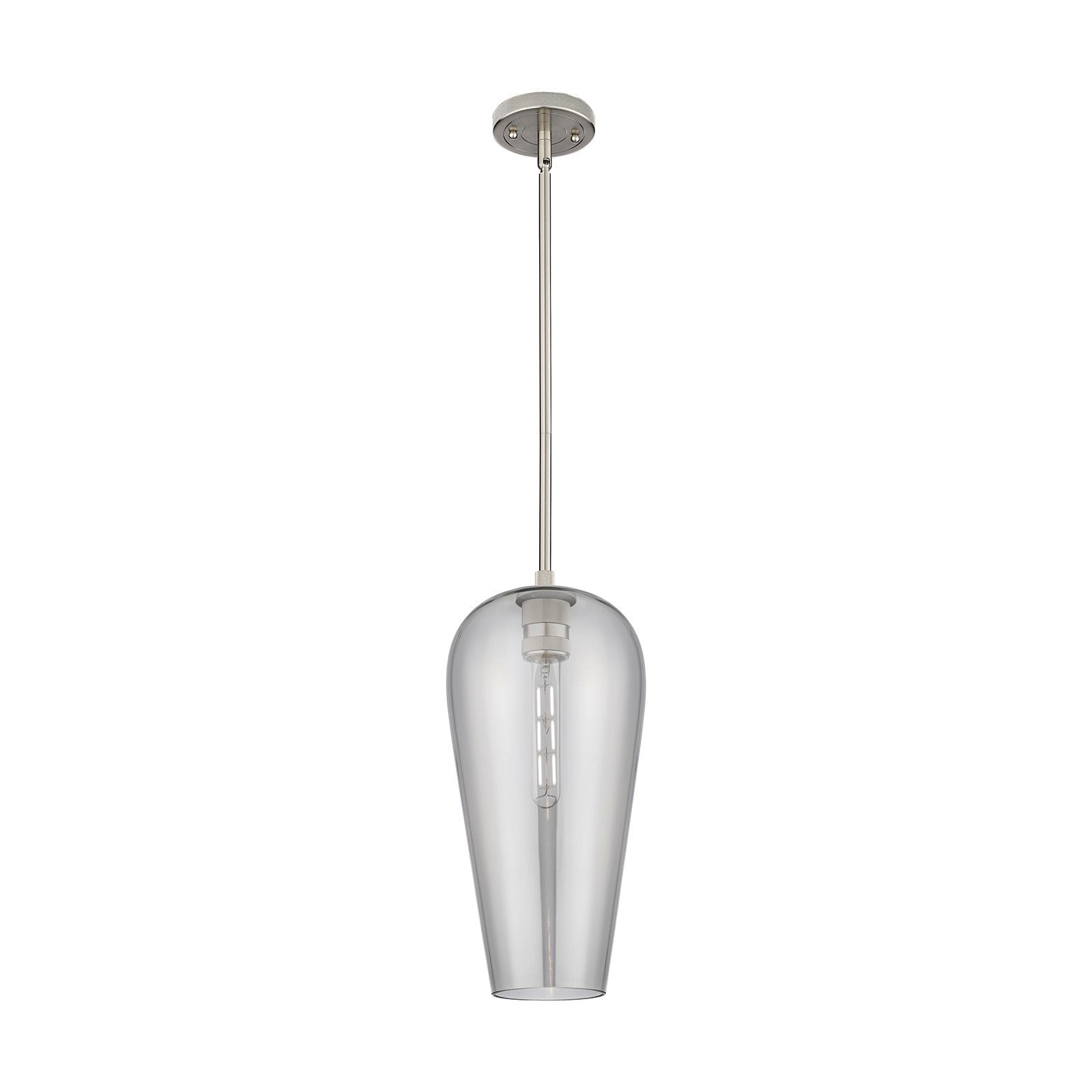 Innovations Chelsea 8in 1-Light Pendant | Industrial Satin Nickel and Light Smoke Glass | Kitchen Island & Dining Room | Model 434-1S-SN-G456-8SM