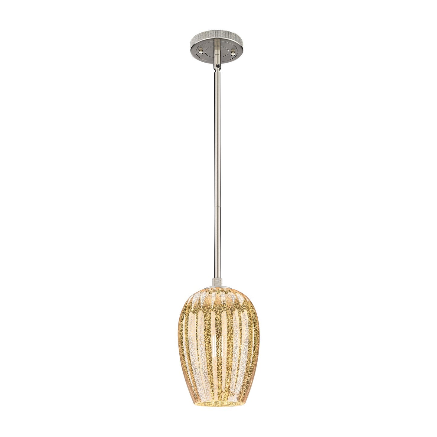 Innovations Preston Flute 6in 1-Light Pendant | Industrial Satin Nickel and Mercury Glass | Kitchen Island & Dining Room | Model 434-1S-SN-G457-6ME