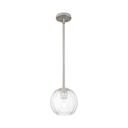 Innovations Preston Globe 7in 1-Light Pendant | Industrial Satin Nickel and Clear Glass | Kitchen Island & Dining Room | Model 434-1S-SN-G458-7CL