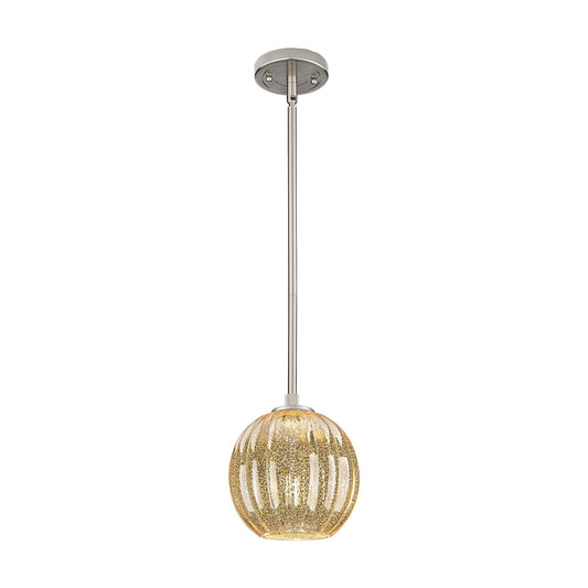 Innovations Preston Globe 7in 1-Light Pendant | Industrial Satin Nickel and Mercury Glass | Kitchen Island & Dining Room | Model 434-1S-SN-G458-7ME