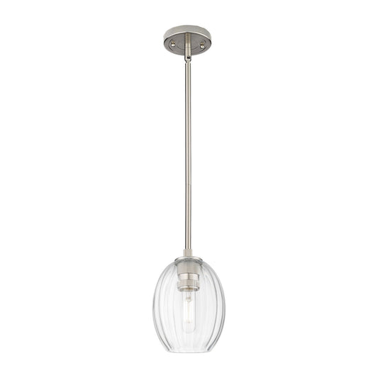 Innovations Preston Bulb 6in 1-Light Pendant | Industrial Satin Nickel and Clear Glass | Kitchen Island & Dining Room | Model 434-1S-SN-G459-6CL