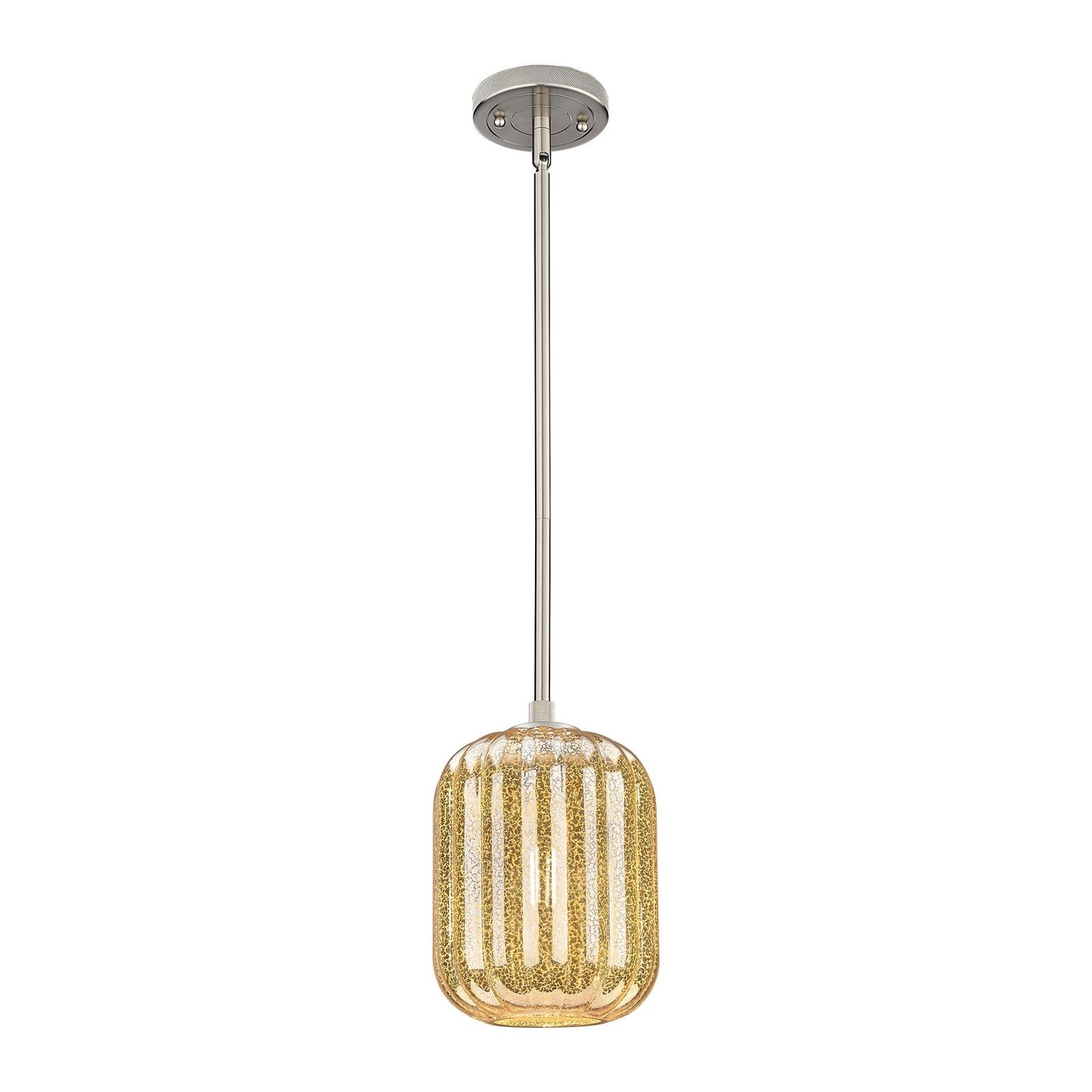 Innovations Preston Cylinder 7in 1-Light Pendant | Industrial Satin Nickel and Mercury Glass | Kitchen Island & Dining | Model 434-1S-SN-G460-7ME