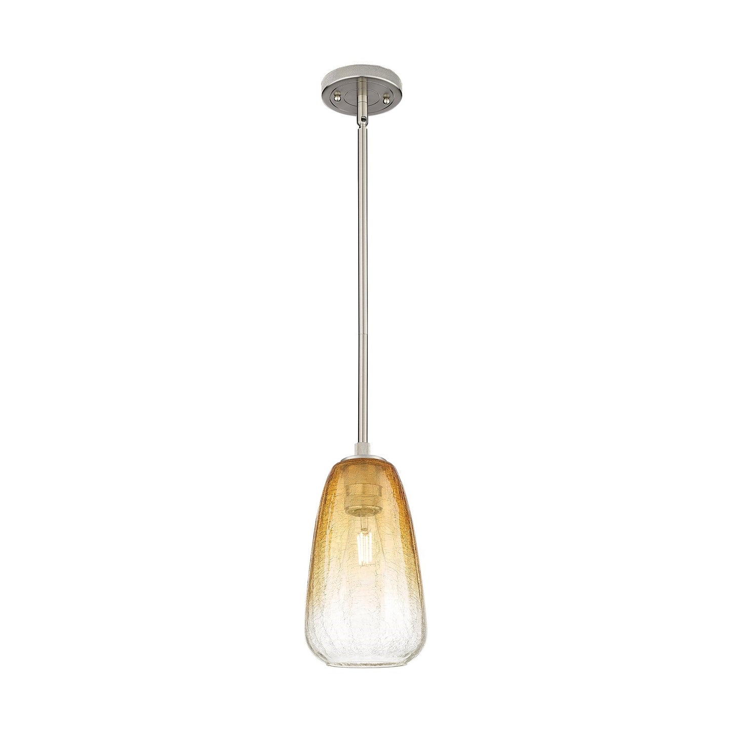 Innovations Brookhaven Almond 6in 1-Light Pendant | Industrial Satin Nickel and Amber Glass | Kitchen Island & Dining Room | Model 434-1S-SN-G480-6AM