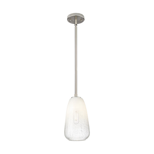 Innovations Brookhaven Almond 6in 1-Light Pendant | Industrial Satin Nickel and Opal Glass | Kitchen Island & Dining Room | Model 434-1S-SN-G480-6OP