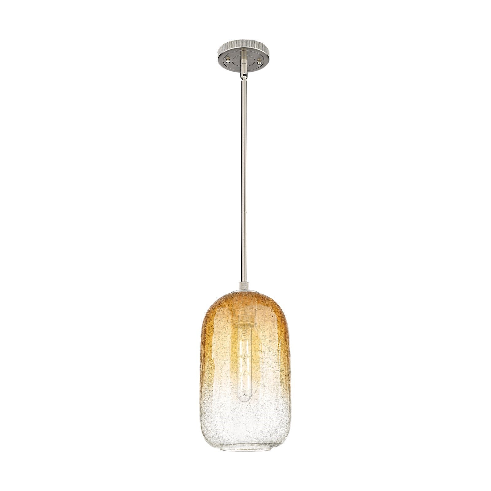 Innovations Brookhaven Cloche 7in 1-Light Pendant | Industrial Satin Nickel and Amber Glass | Kitchen Island & Dining Room | Model 434-1S-SN-G482-7AM