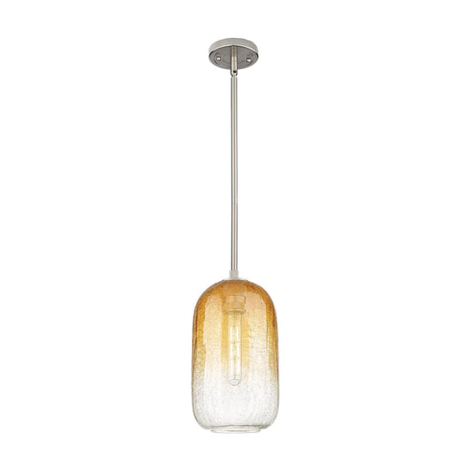 Innovations Brookhaven Cloche 7in 1-Light Pendant | Industrial Satin Nickel and Amber Glass | Kitchen Island & Dining Room | Model 434-1S-SN-G482-7AM