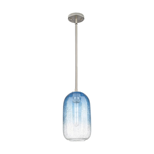 Innovations Brookhaven Cloche 7in 1-Light Pendant | Industrial Satin Nickel and Sapphire Blue Glass | Kitchen Island | Model 434-1S-SN-G482-7SB