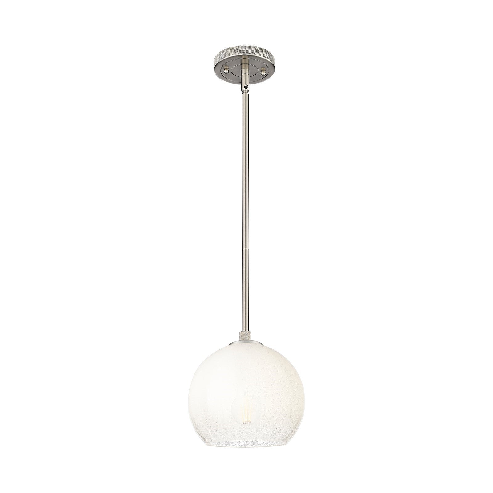 Innovations Brookhaven Globe 7.8in 1-Light Pendant | Industrial Satin Nickel and Opal Glass | Kitchen Island & Dining Room | Model 434-1S-SN-G483-8OP