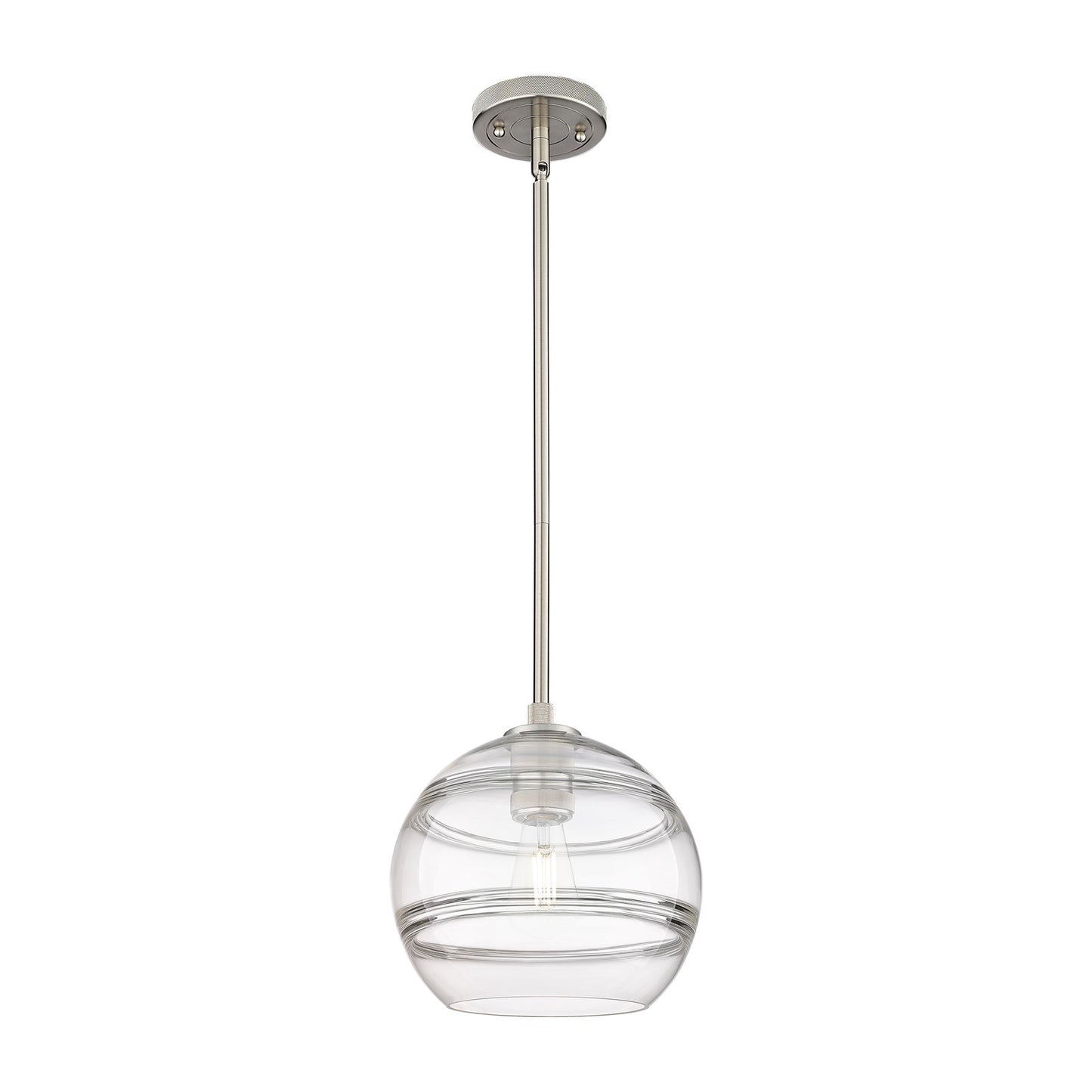 Innovations Rochester 10in 1-Light Pendant | Industrial Satin Nickel and Clear Glass | Kitchen Island & Dining Room | Model 434-1S-SN-G556-10CL