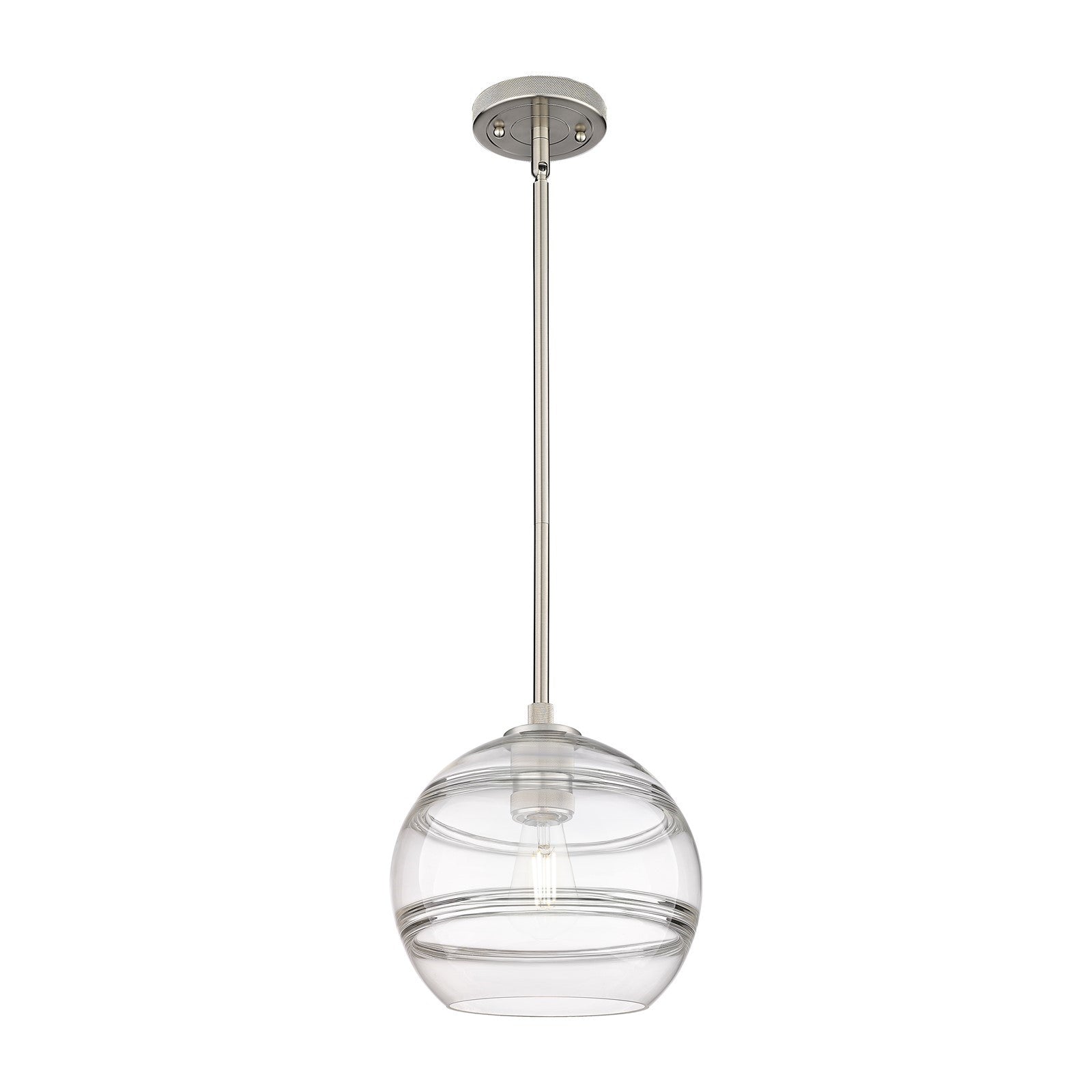 Innovations Rochester 10in 1-Light Pendant | Industrial Satin Nickel and Clear Glass | Kitchen Island & Dining Room | Model 434-1S-SN-G556-10CL