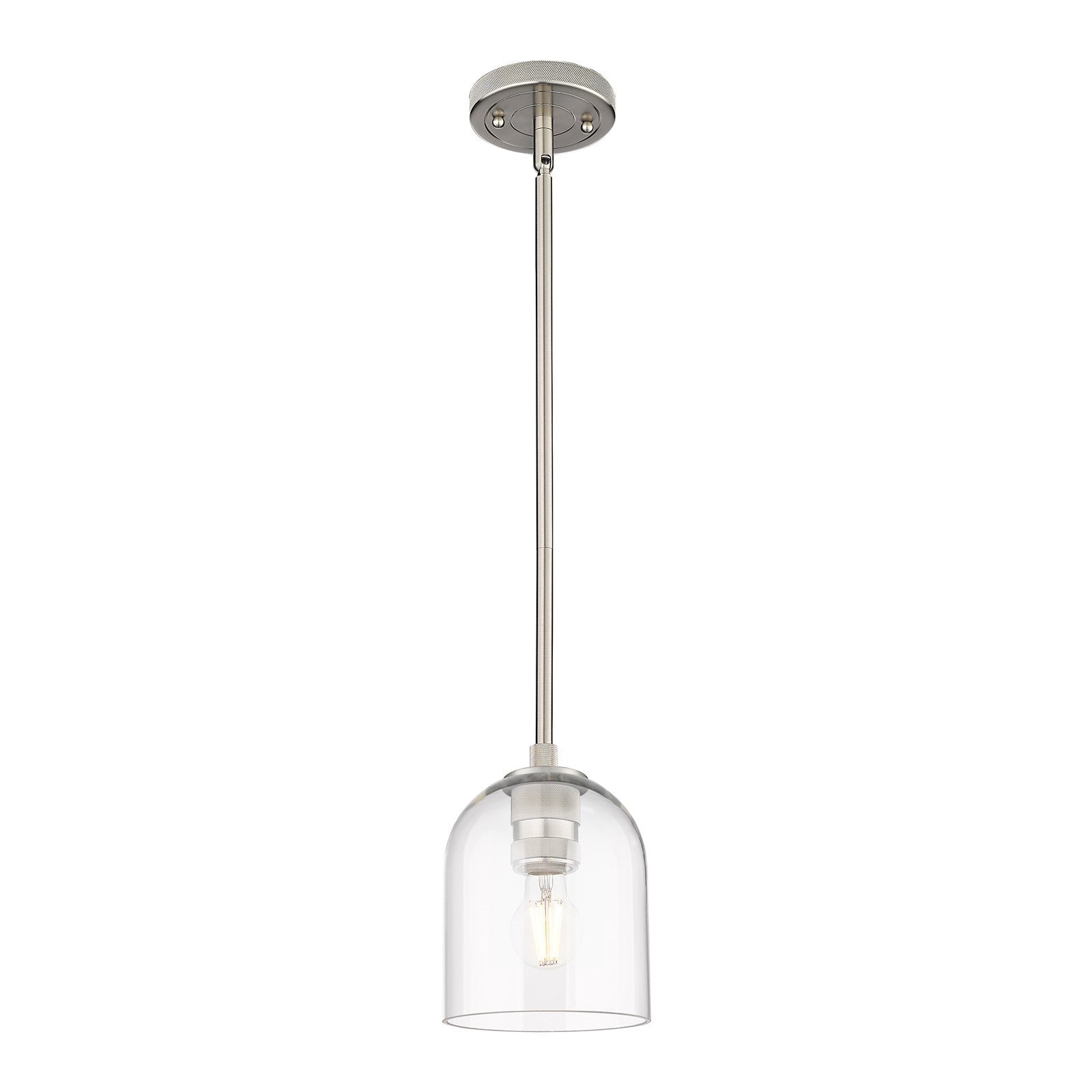 Innovations Bella 6in 1-Light Pendant | Industrial Satin Nickel and Clear Glass | Kitchen Island & Dining Room | Model 434-1S-SN-G558-6CL