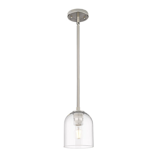 Innovations Bella 6in 1-Light Pendant | Industrial Satin Nickel and Clear Glass | Kitchen Island & Dining Room | Model 434-1S-SN-G558-6CL