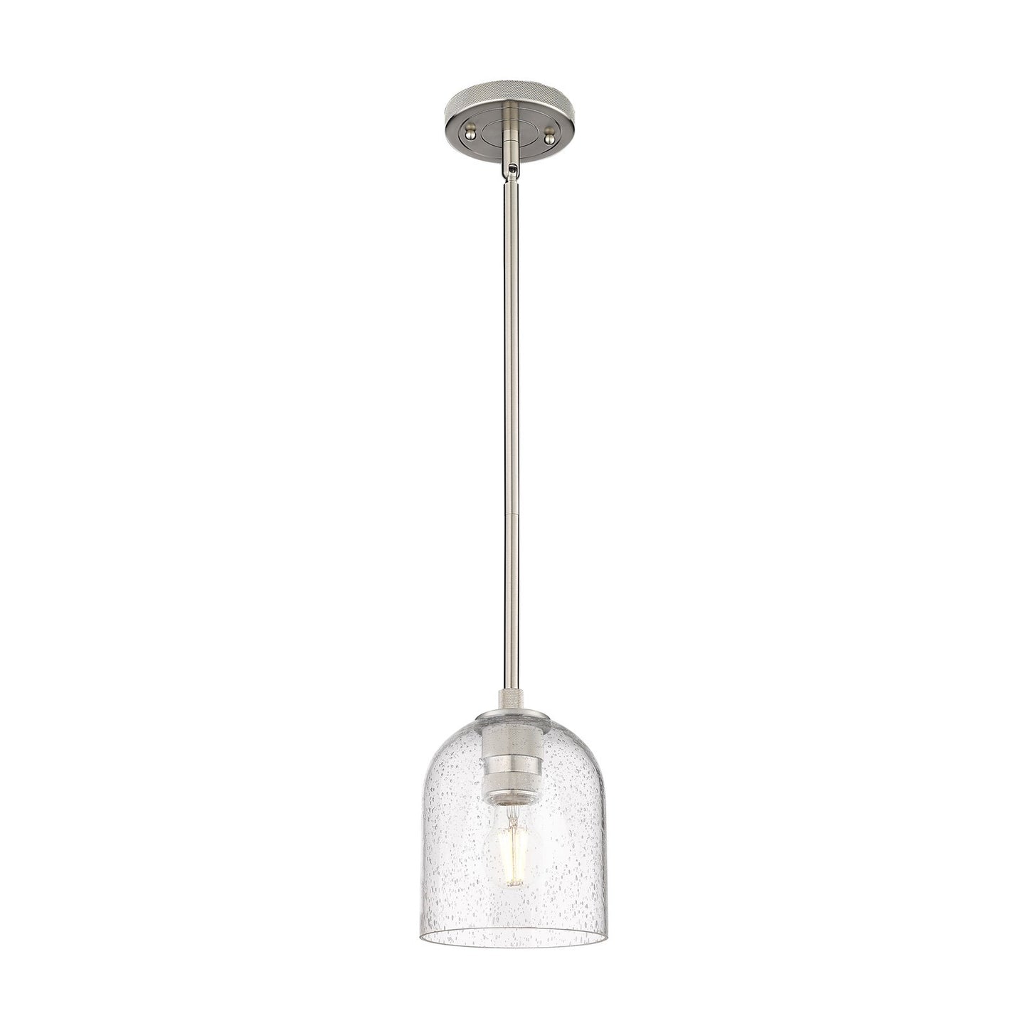 Innovations Bella 6in 1-Light Pendant | Industrial Satin Nickel and Seedy Glass | Kitchen Island & Dining Room | Model 434-1S-SN-G558-6SDY