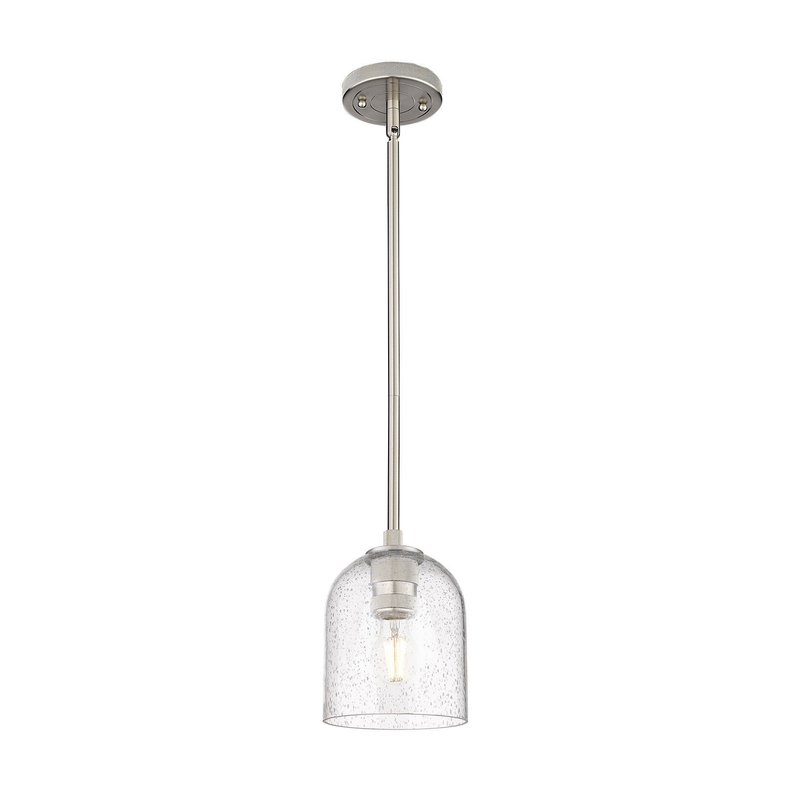 Innovations Bella 6in 1-Light Pendant | Industrial Satin Nickel and Seedy Glass | Kitchen Island & Dining Room | Model 434-1S-SN-G558-6SDY