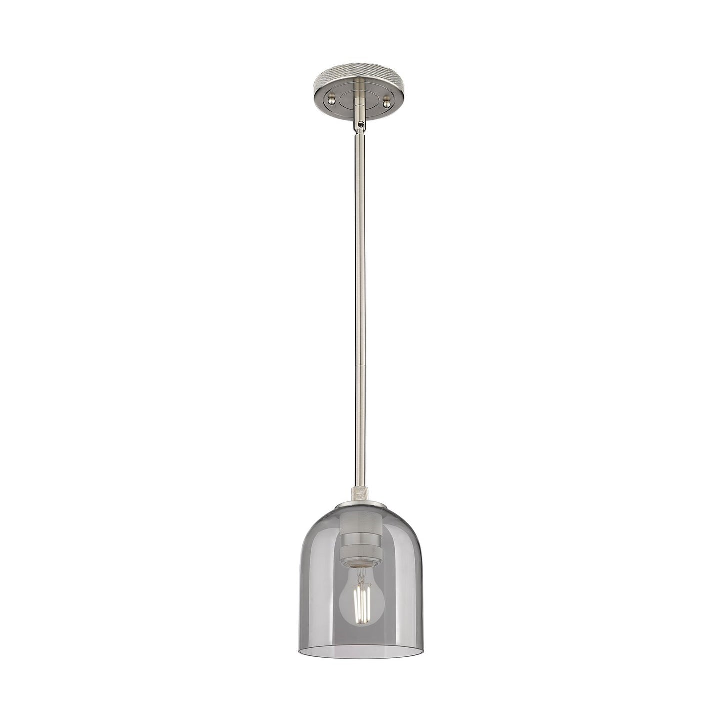 Innovations Bella 6in 1-Light Pendant | Industrial Satin Nickel and Light Smoke Glass | Kitchen Island & Dining Room | Model 434-1S-SN-G558-6SM