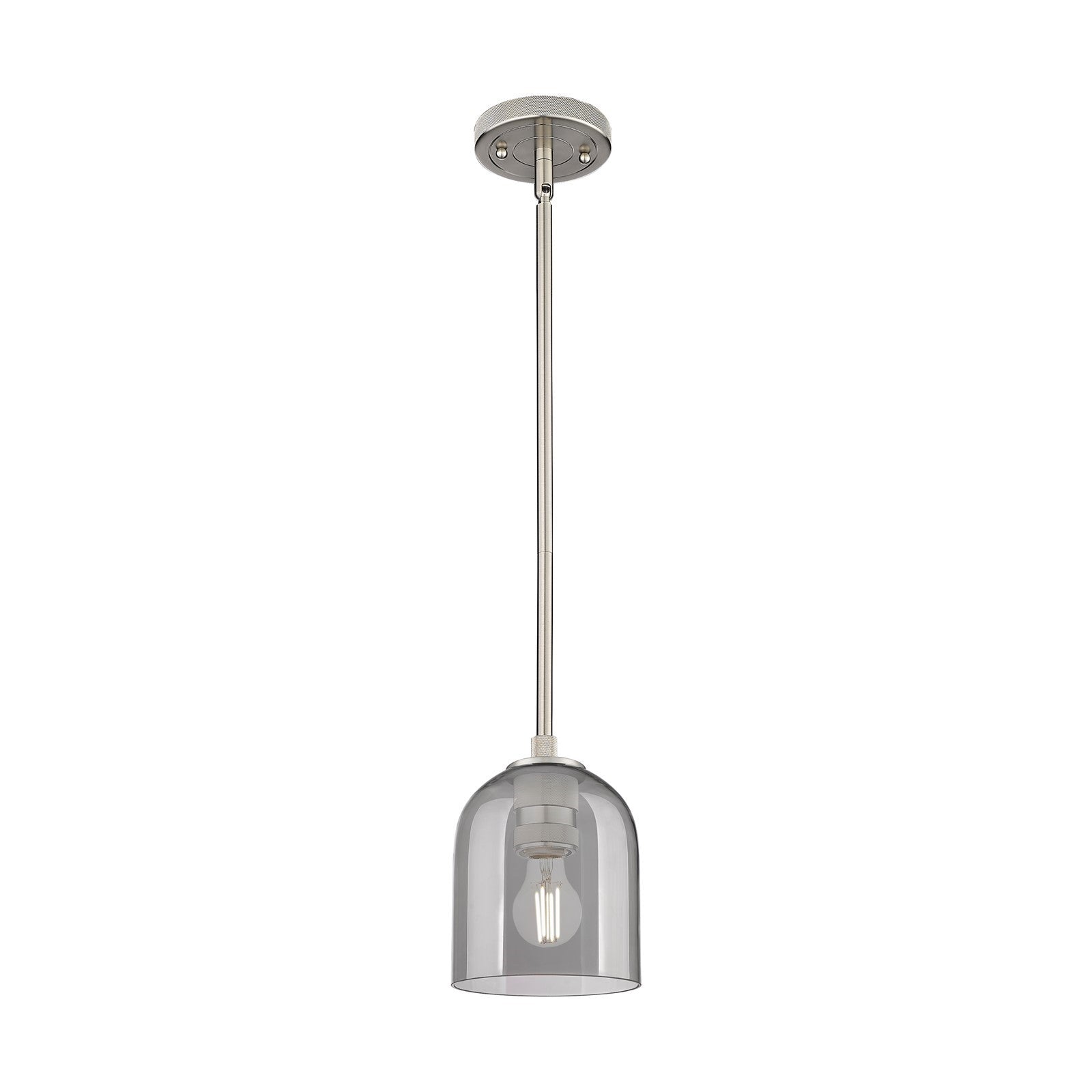 Innovations Bella 6in 1-Light Pendant | Industrial Satin Nickel and Light Smoke Glass | Kitchen Island & Dining Room | Model 434-1S-SN-G558-6SM