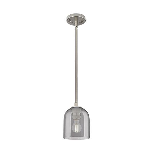 Innovations Bella 6in 1-Light Pendant | Industrial Satin Nickel and Light Smoke Glass | Kitchen Island & Dining Room | Model 434-1S-SN-G558-6SM