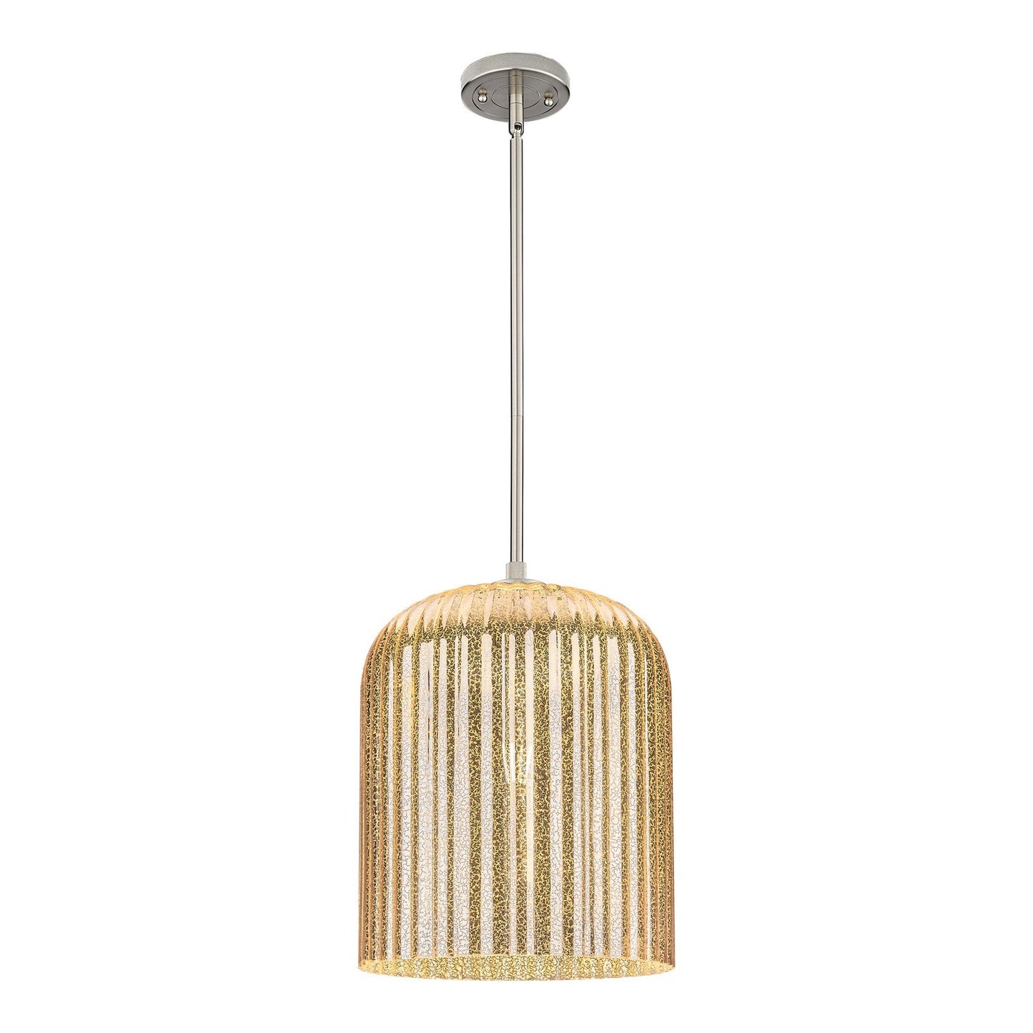 Innovations Crown Point 12in 1-Light Pendant | Industrial Satin Nickel and Mercury Glass | Kitchen Island & Dining Room | Model 434-1S-SN-G559-12ME