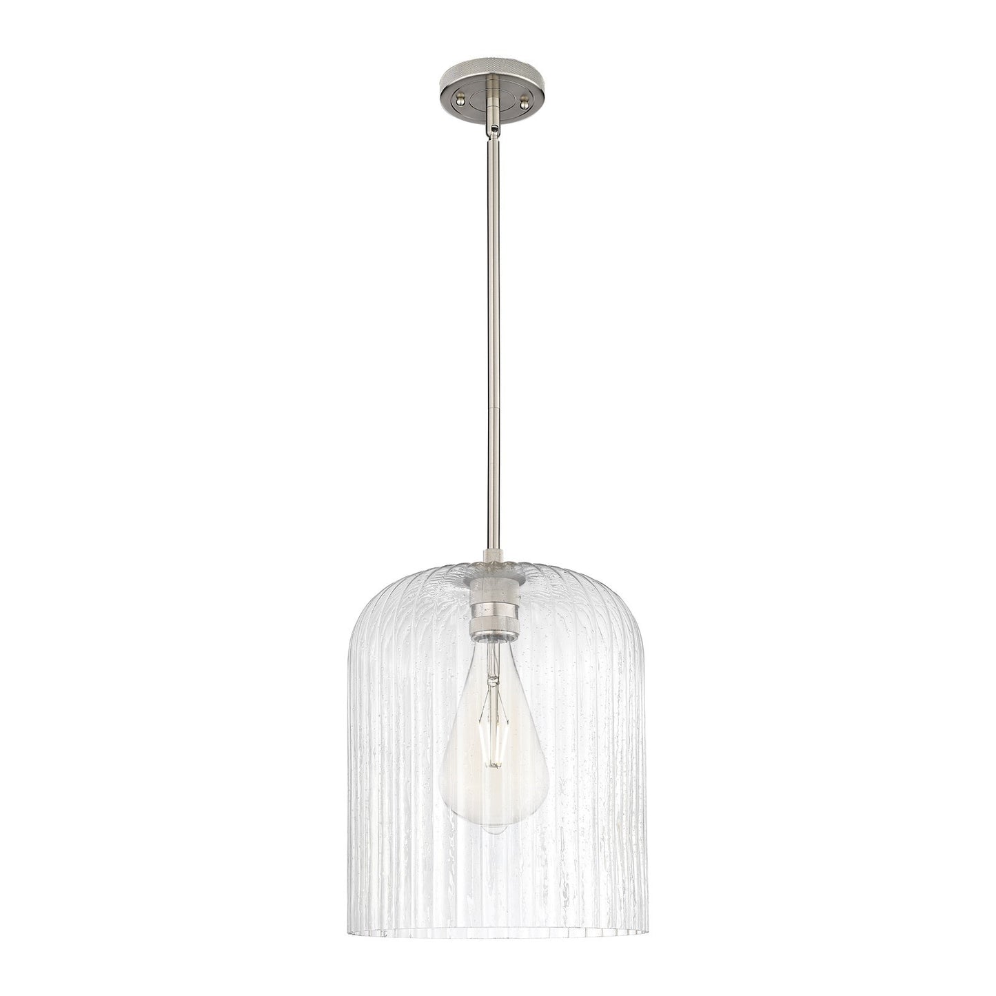Innovations Crown Point 12in 1-Light Pendant | Industrial Satin Nickel and Seedy Glass | Kitchen Island & Dining Room | Model 434-1S-SN-G559-12SDY