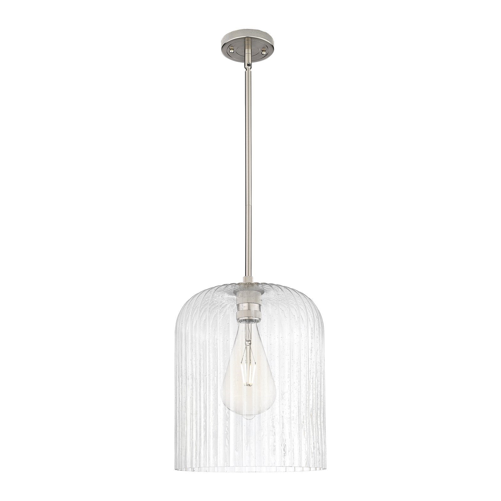 Innovations Crown Point 12in 1-Light Pendant | Industrial Satin Nickel and Seedy Glass | Kitchen Island & Dining Room | Model 434-1S-SN-G559-12SDY