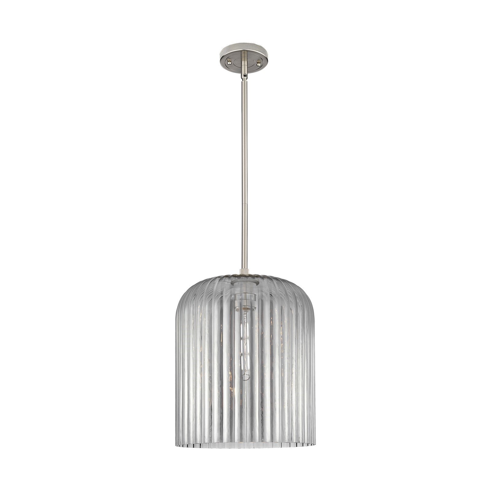 Innovations Crown Point 12in 1-Light Pendant | Industrial Satin Nickel and Light Smoke Glass | Kitchen Island & Dining | Model 434-1S-SN-G559-12SM