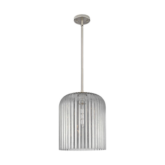 Innovations Crown Point 12in 1-Light Pendant | Industrial Satin Nickel and Light Smoke Glass | Kitchen Island & Dining | Model 434-1S-SN-G559-12SM
