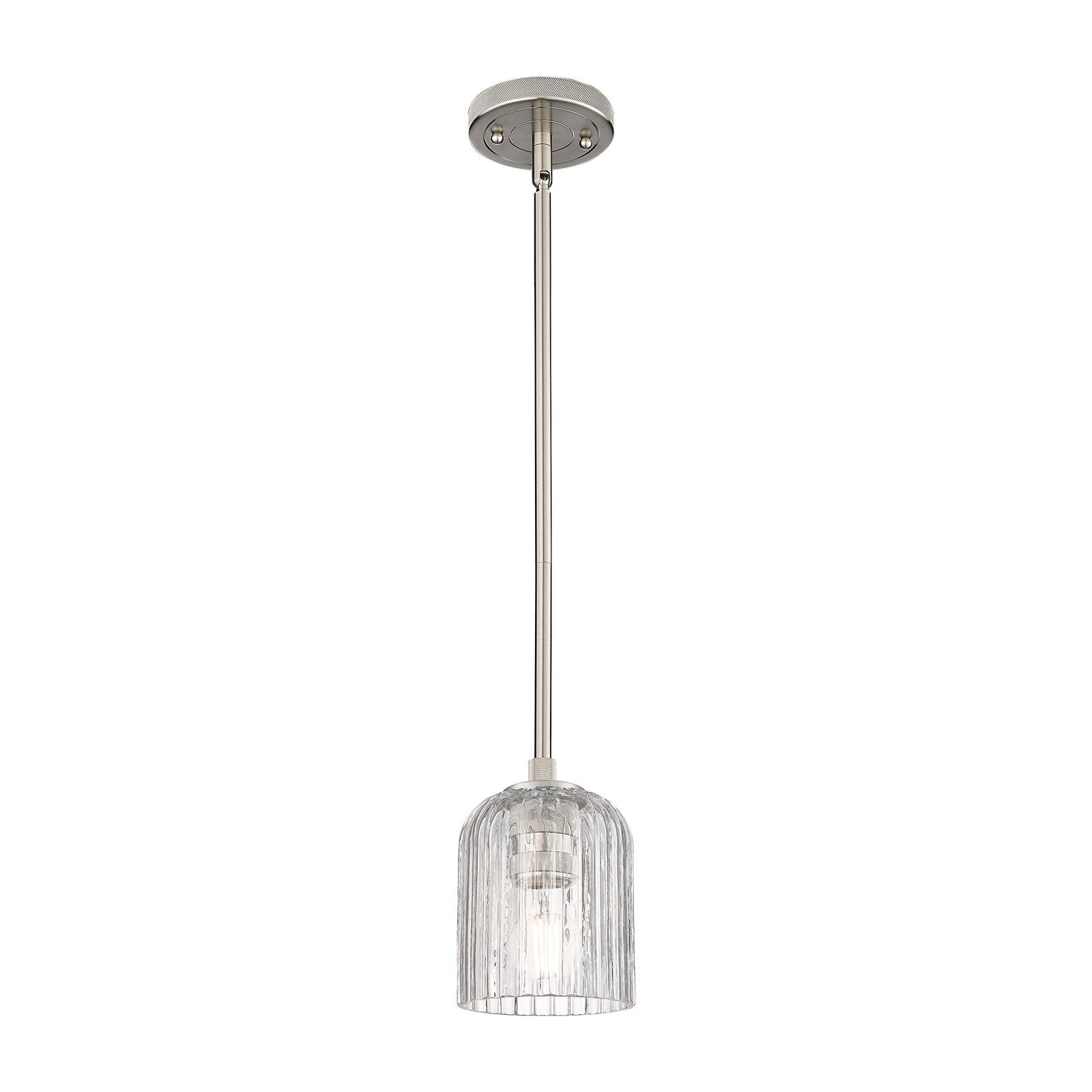 Innovations Crown Point 5in 1-Light Pendant | Industrial Satin Nickel and Clear Glass | Kitchen Island & Dining Room | Model 434-1S-SN-G559-5CL