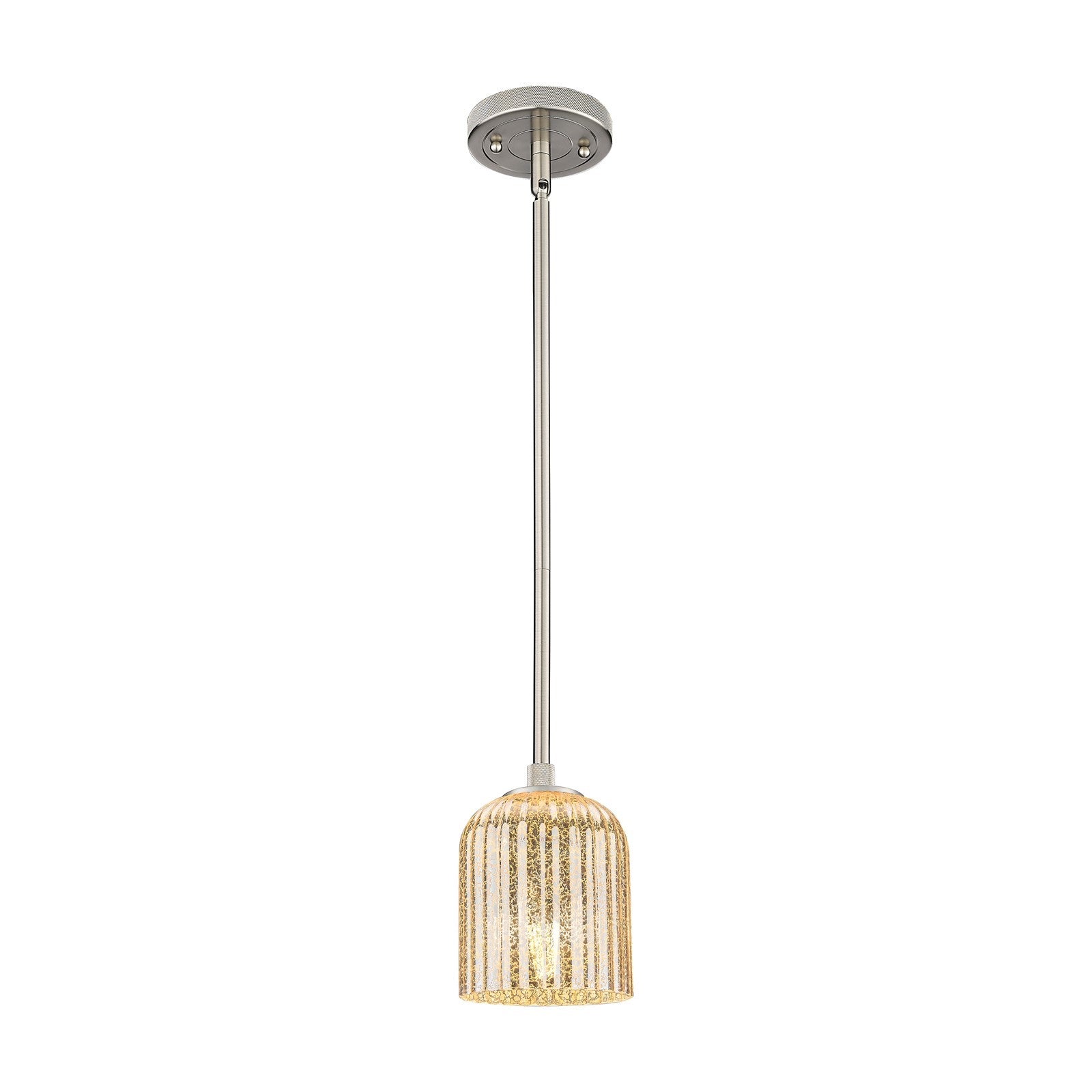 Innovations Crown Point 5in 1-Light Pendant | Industrial Satin Nickel and Mercury Bell Glass | Kitchen Island & Dining | Model 434-1S-SN-G559-5ME