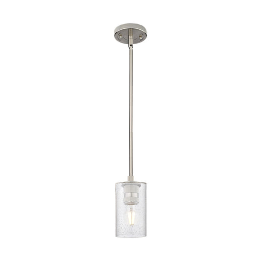 Innovations Clymer 4in 1-Light Pendant | Industrial Satin Nickel and Seedy Glass | Kitchen Island & Dining Room | Model 434-1S-SN-G804