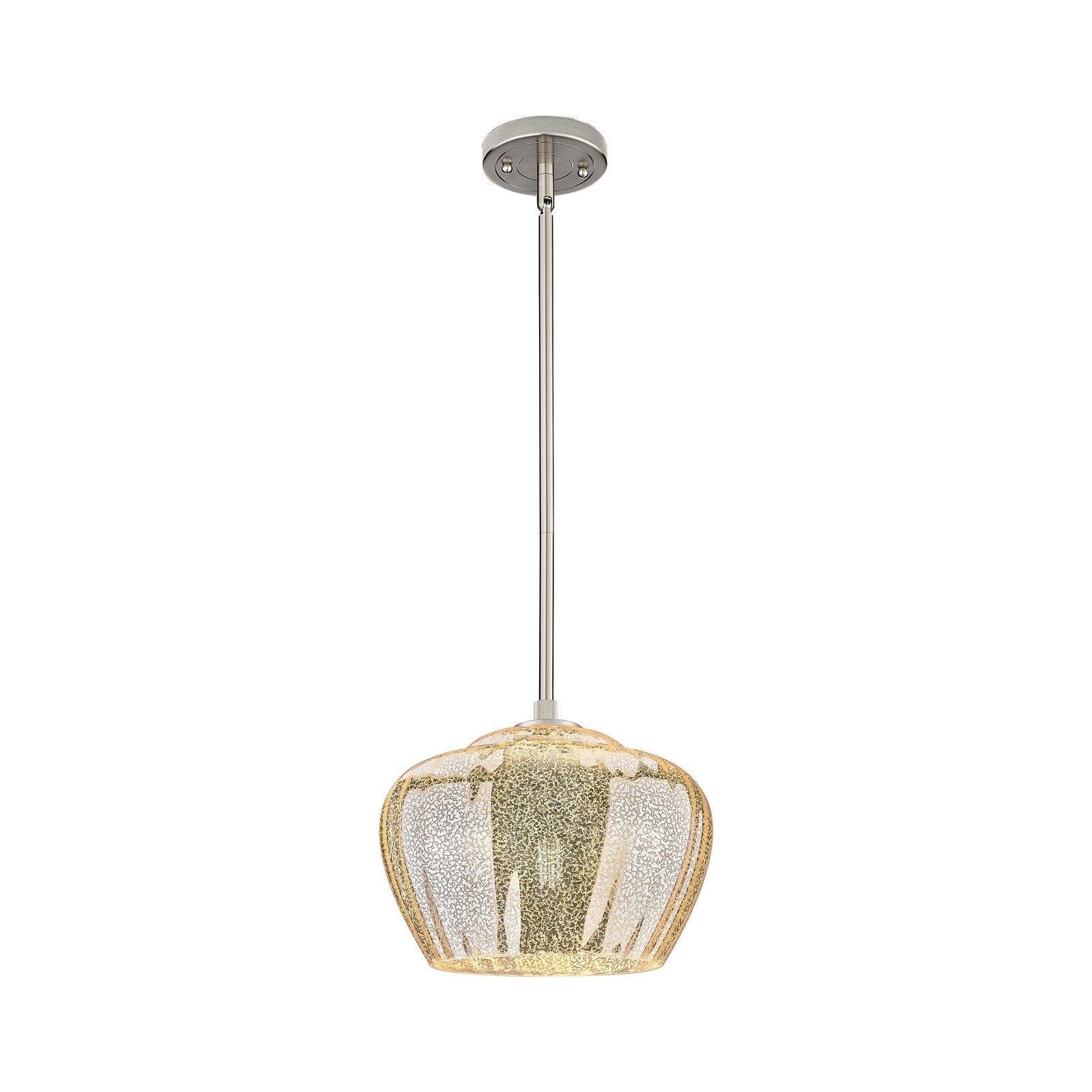 Innovations Fenton 11in 1-Light Pendant | Industrial Satin Nickel and Mercury Ribbed Glass | Kitchen Island & Dining Room | Model 434-1S-SN-G96-L