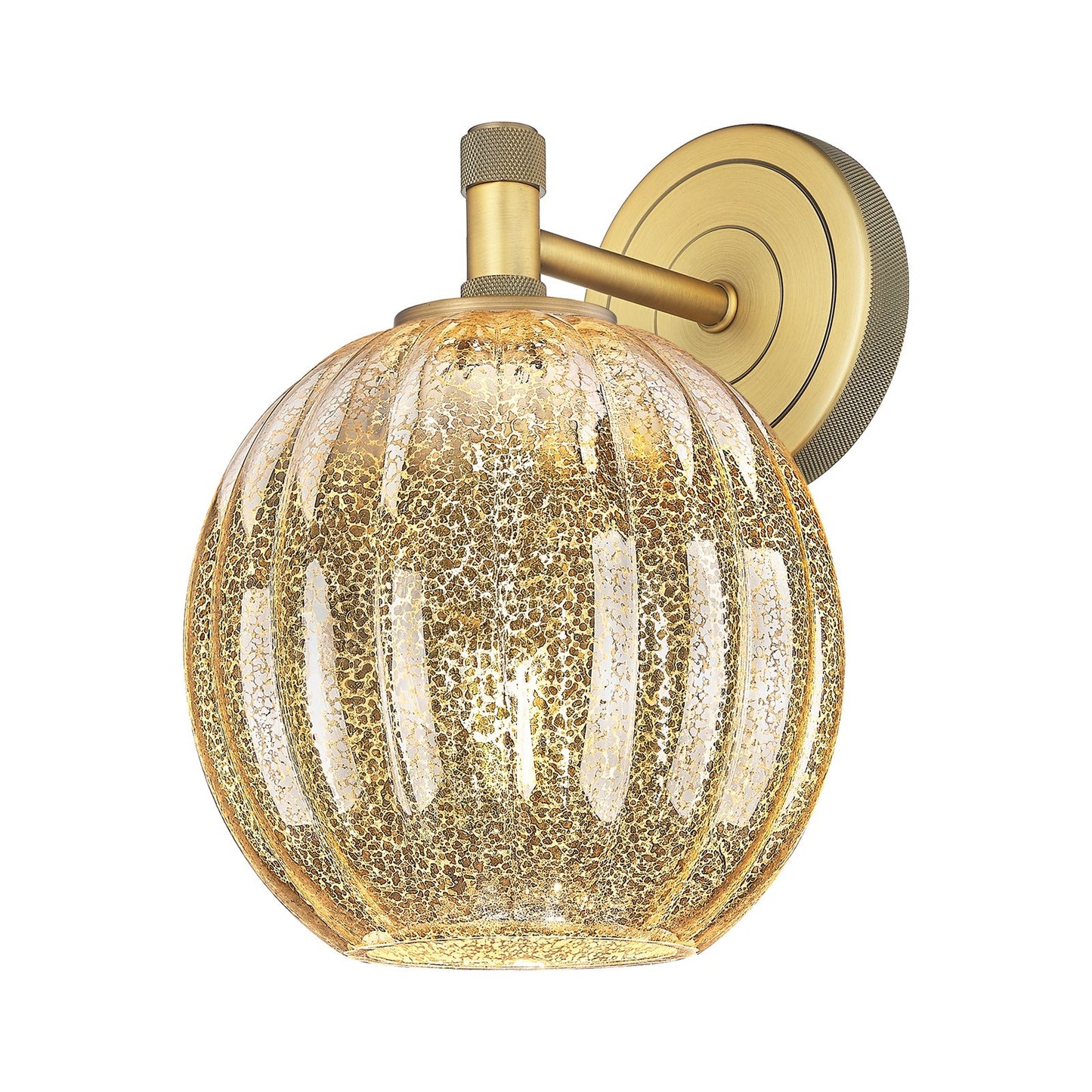 Innovations Preston Globe 7in 1-Light Wall Sconce | Industrial Brushed Brass and Mercury Glass | Bedroom & Hallway Accent | Model 434-1W-BB-G458-7ME