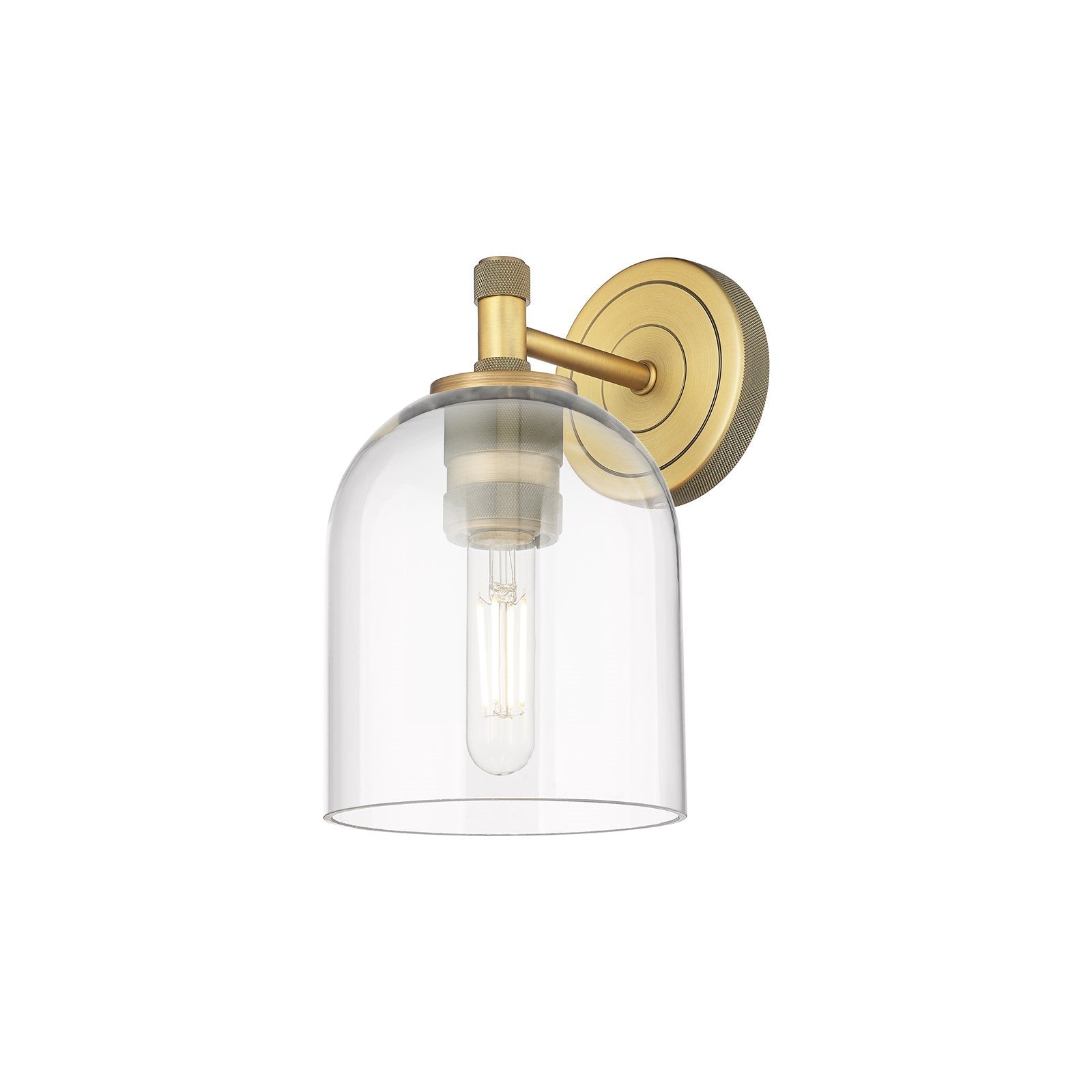 Innovations Bella 6in 1-Light Wall Sconce | Industrial Brushed Brass and Clear Glass | Bedroom & Hallway Accent Light | Model 434-1W-BB-G558-6CL