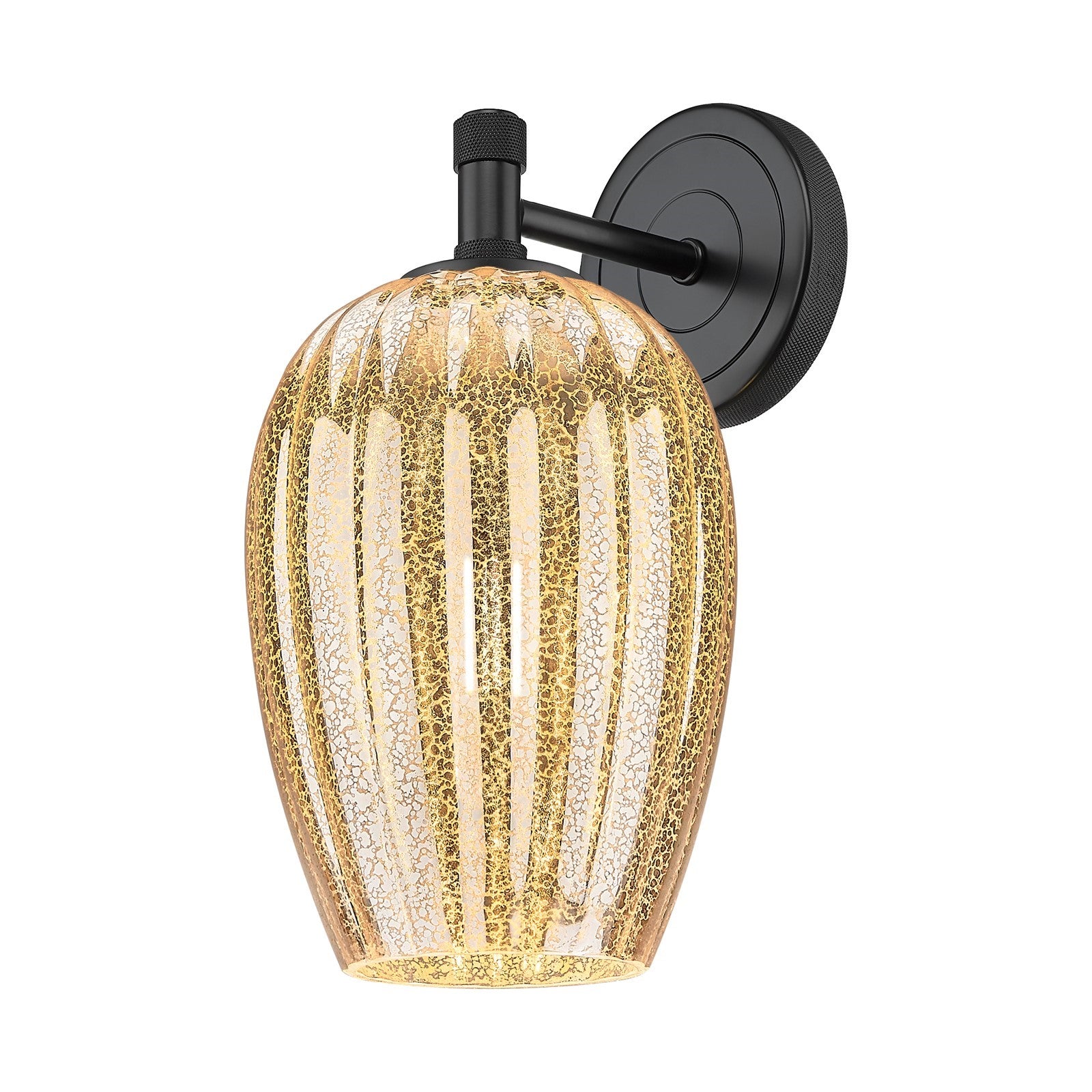 Innovations Preston Flute 6in 1-Light Wall Sconce | Industrial Matte Black and Mercury Glass | Bedroom & Hallway Accent | Model 434-1W-BK-G457-6ME