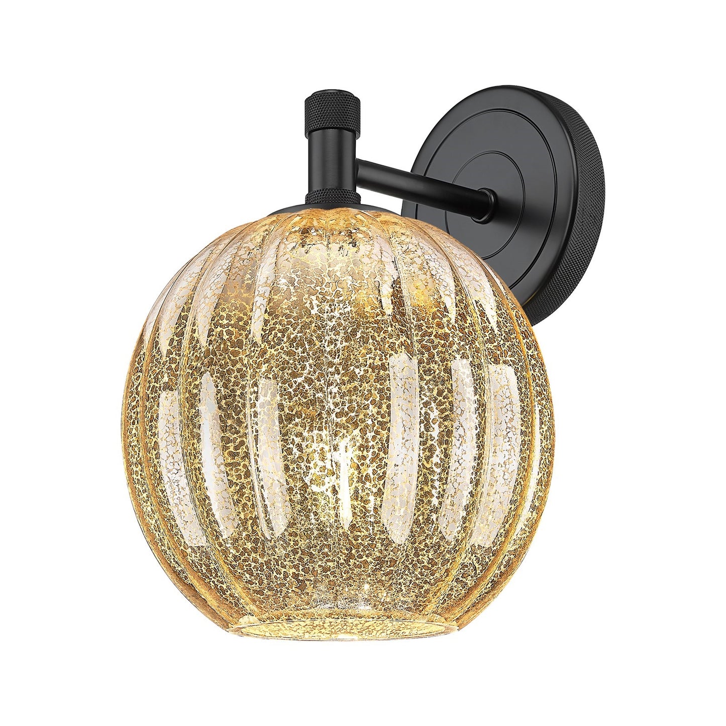 Innovations Preston Globe 7in 1-Light Wall Sconce | Industrial Matte Black and Mercury Glass | Bedroom & Hallway Accent | Model 434-1W-BK-G458-7ME