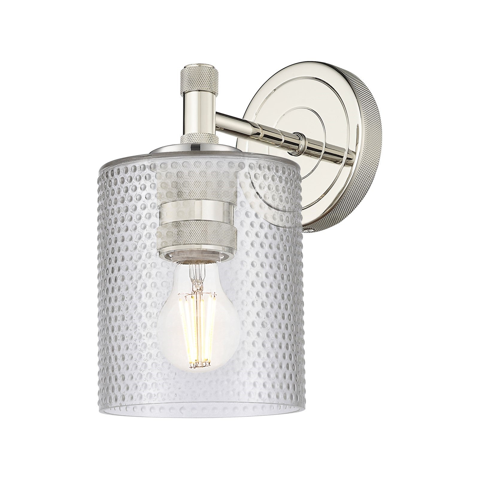 Innovations Cobbleskill 5in 1-Light Wall Sconce | Industrial Polished Nickel and Clear Glass | Hallway & Bathroom | Model 434-1W-PN-G112