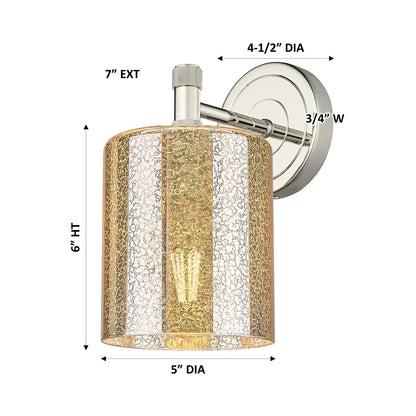 Innovations Cobbleskill 5in 1-Light Wall Sconce | Industrial Polished Nickel Steel and Mercury Glass | Bathroom & Hallway Accent | Model 434-1W-PN-G116