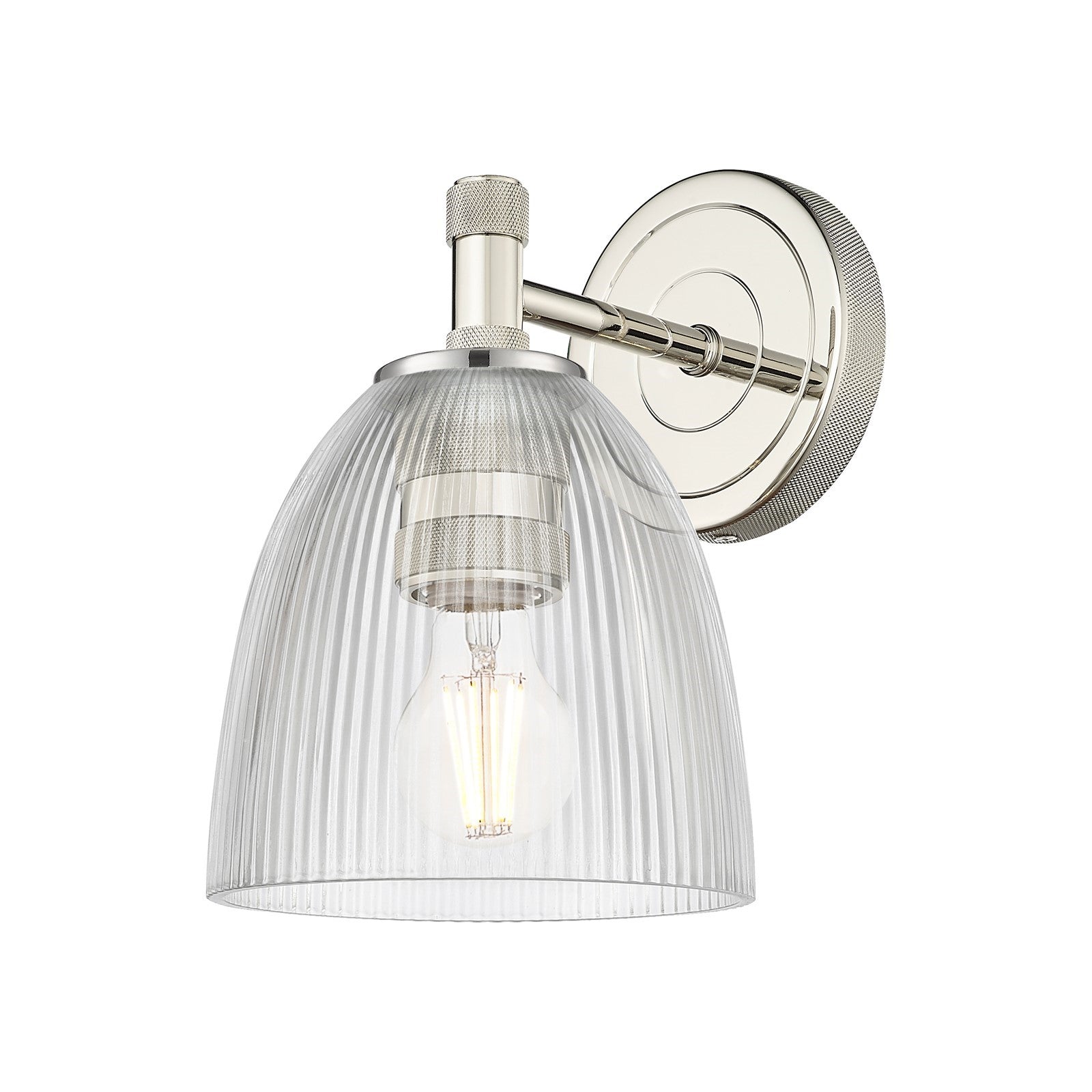 Innovations Castile 6in 1-Light Wall Sconce | Industrial Polished Nickel and Clear Glass | Bedroom & Hallway Accent Light | Model 434-1W-PN-G382
