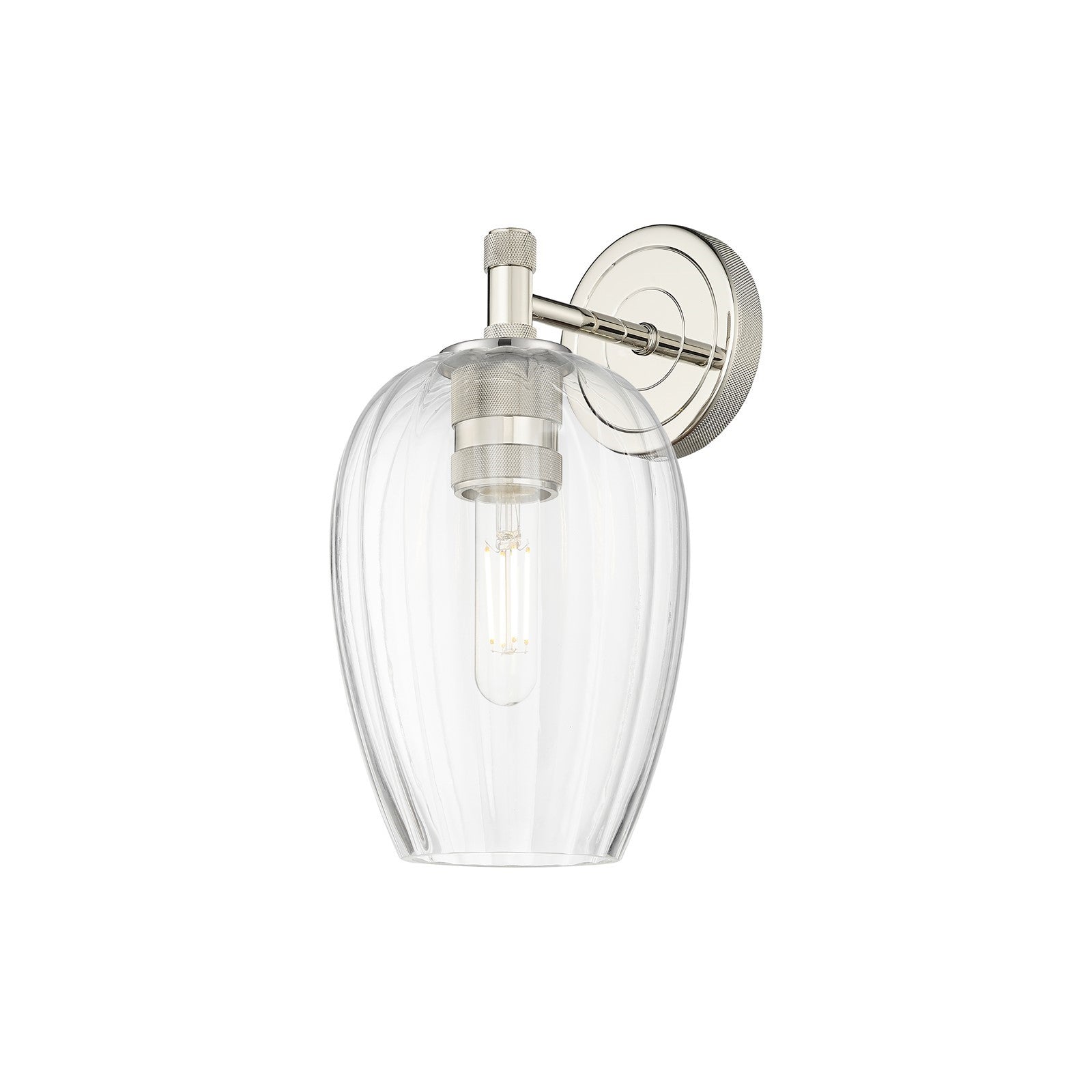 Innovations Preston Flute 6.25in 1-Light Wall Sconce | Industrial Polished Nickel and Clear Glass | Bedroom & Hallway | Model 434-1W-PN-G457-6CL