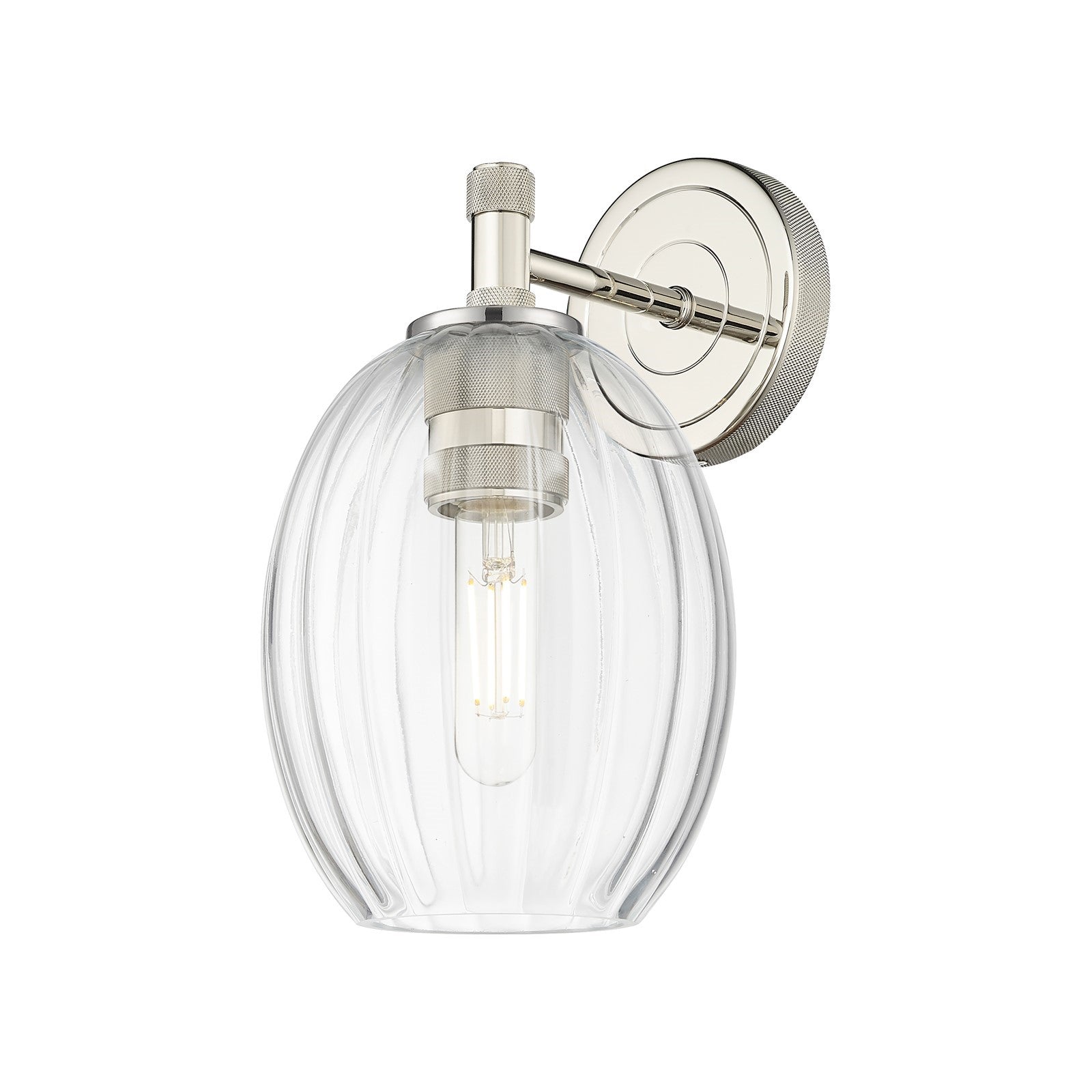 Innovations Preston Bulb 6in 1-Light Wall Sconce | Industrial Polished Nickel and Clear Glass | Bathroom & Hallway | Model 434-1W-PN-G459-6CL