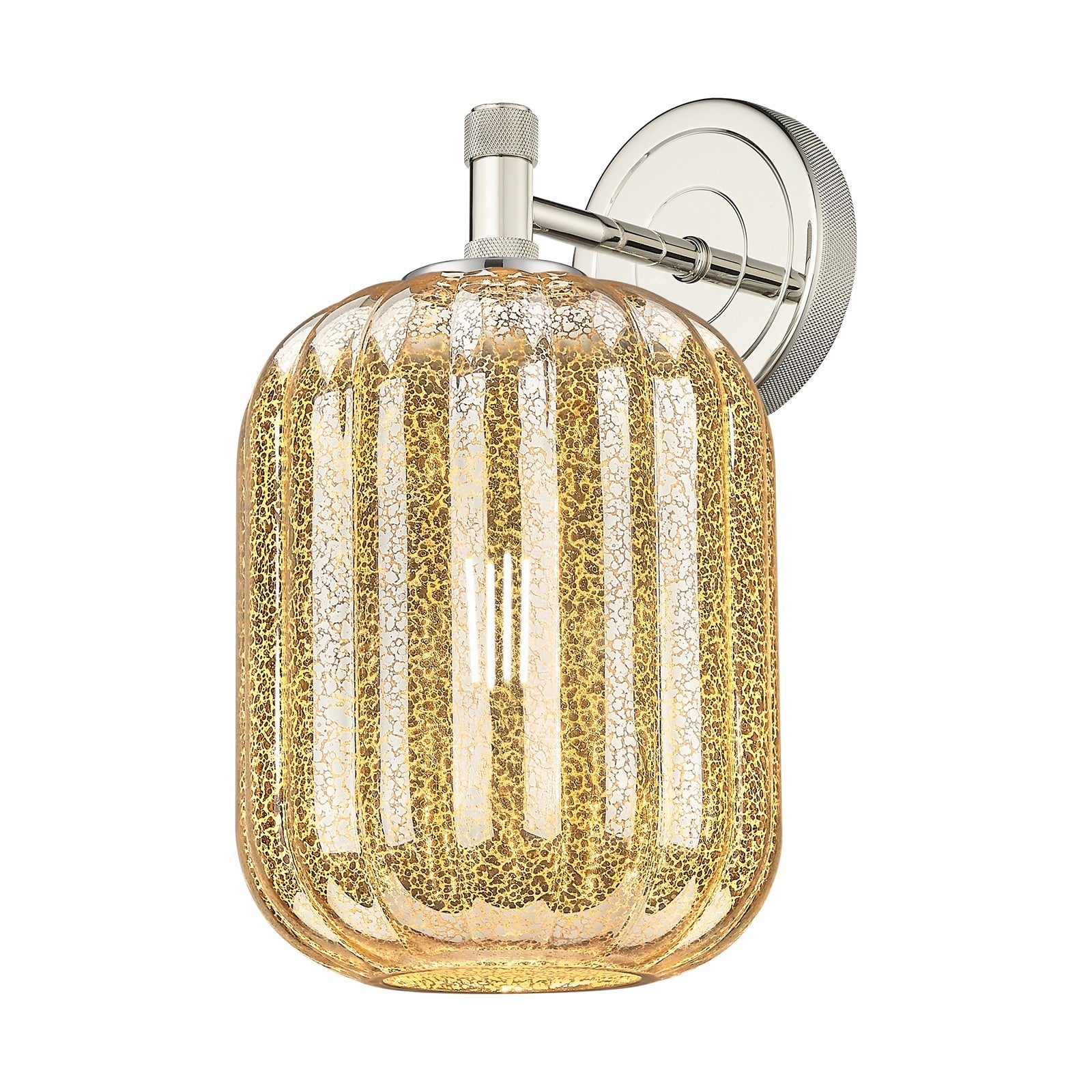 Innovations Preston Cylinder 7in 1-Light Wall Sconce | Industrial Polished Nickel and Mercury Glass | Bedroom & Hallway | Model 434-1W-PN-G460-7ME