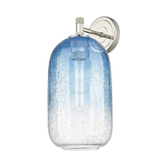 Innovations Brookhaven Cloche 7in 1-Light Wall Sconce | Industrial Polished Nickel and Sapphire Blue Glass | Bathroom | Model 434-1W-PN-G482-7SB