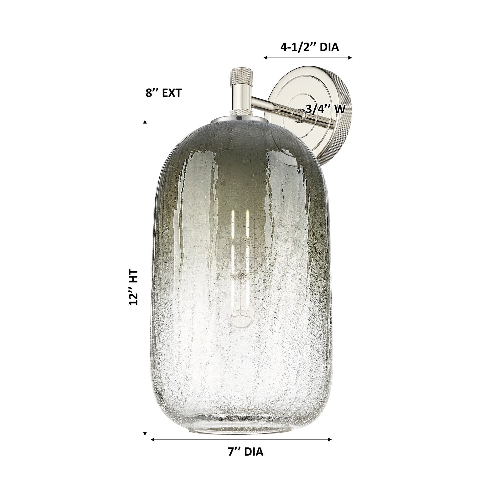 Innovations Brookhaven Cloche 7in 1-Light Wall Sconce | Industrial Polished Nickel Steel and Slate Glass | Bathroom & Hallway | Model 434-1W-PN-G482-7SL