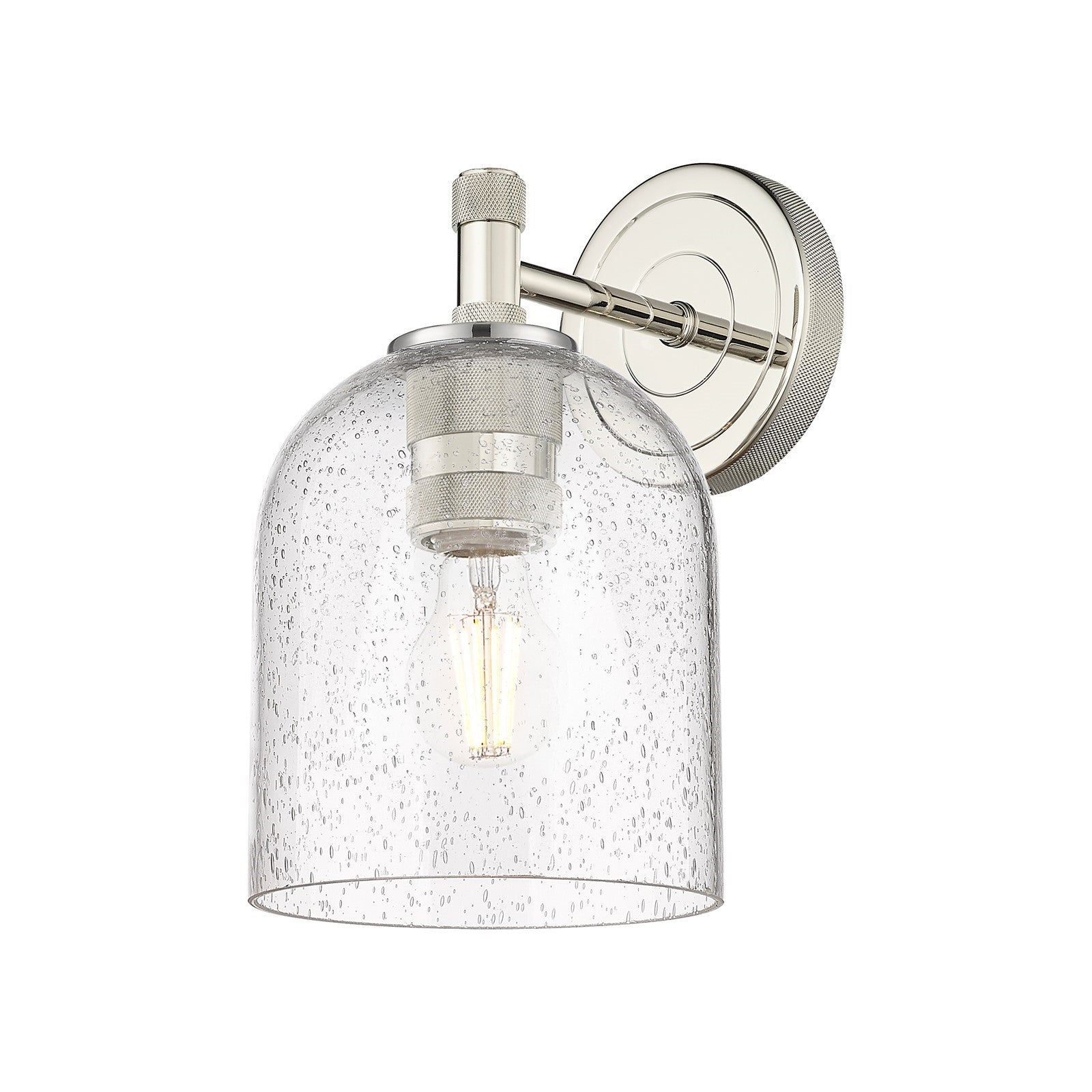 Innovations Bella 5.5in 1-Light Wall Sconce | Industrial Polished Nickel and Seedy Glass | Bathroom & Hallway | Model 434-1W-PN-G558-6SDY