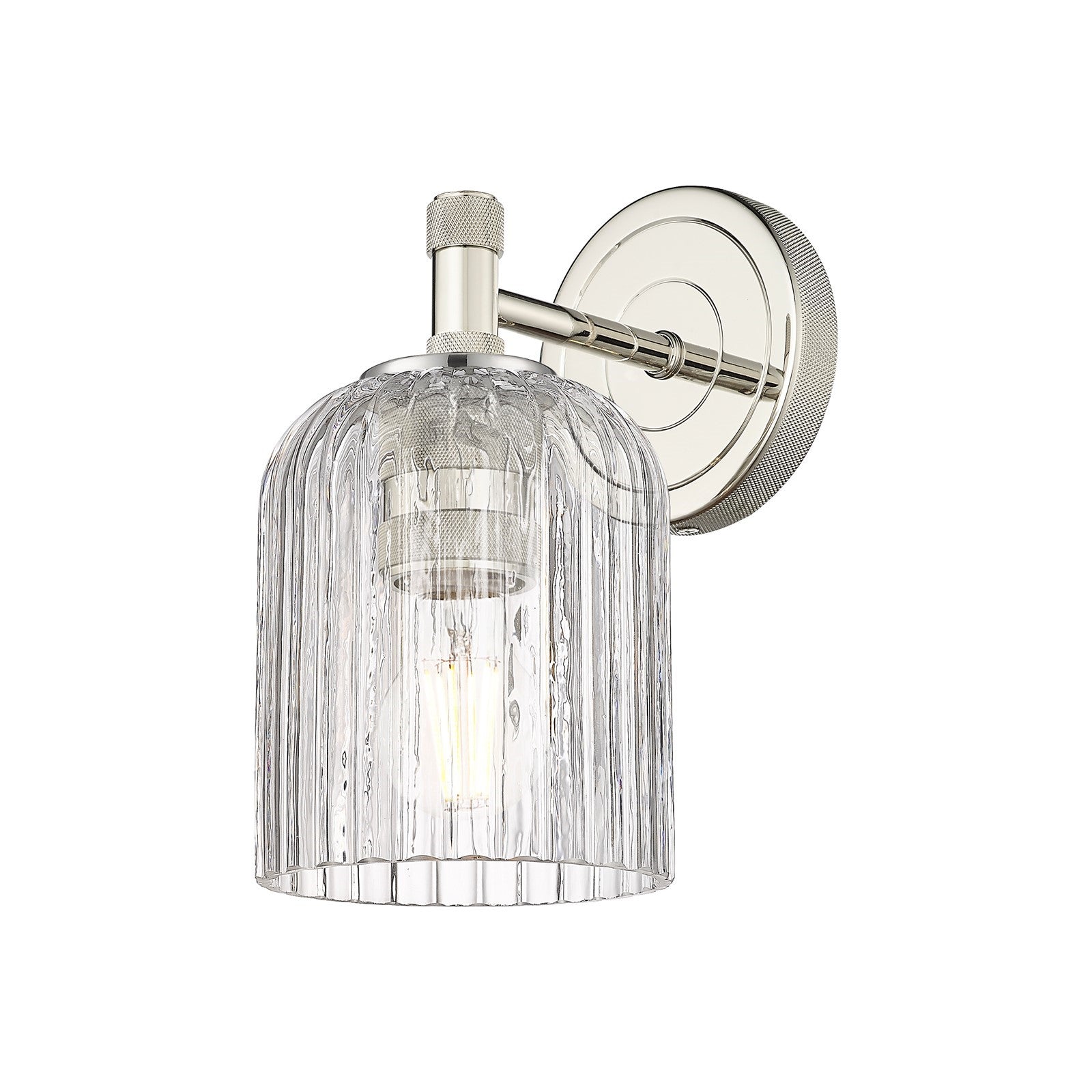 Innovations Crown Point 5in 1-Light Wall Sconce | Industrial Polished Nickel and Clear Glass | Bathroom & Hallway | Model 434-1W-PN-G559-5CL